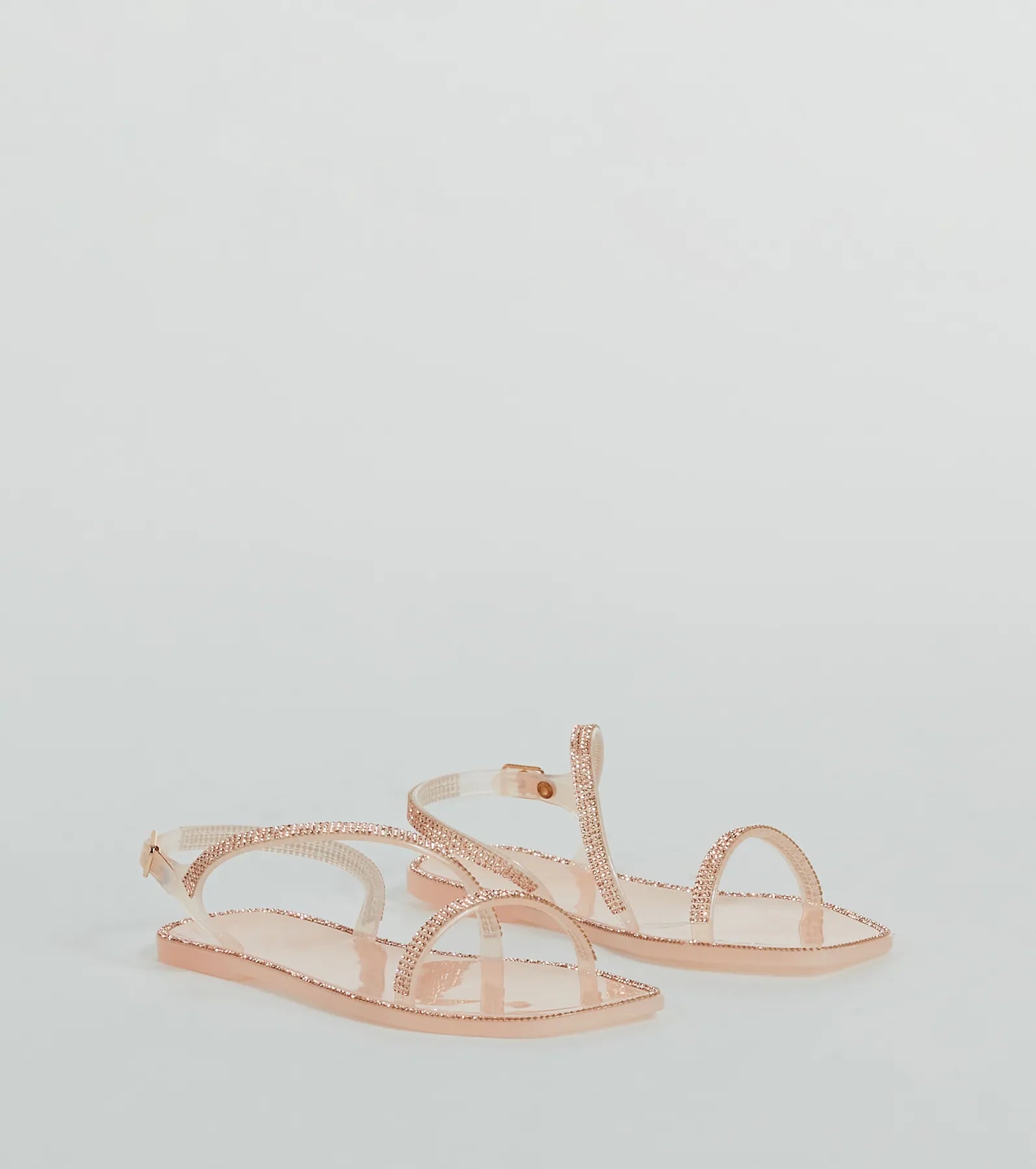 Glowing Up Rhinestone Flat Jelly Sandals