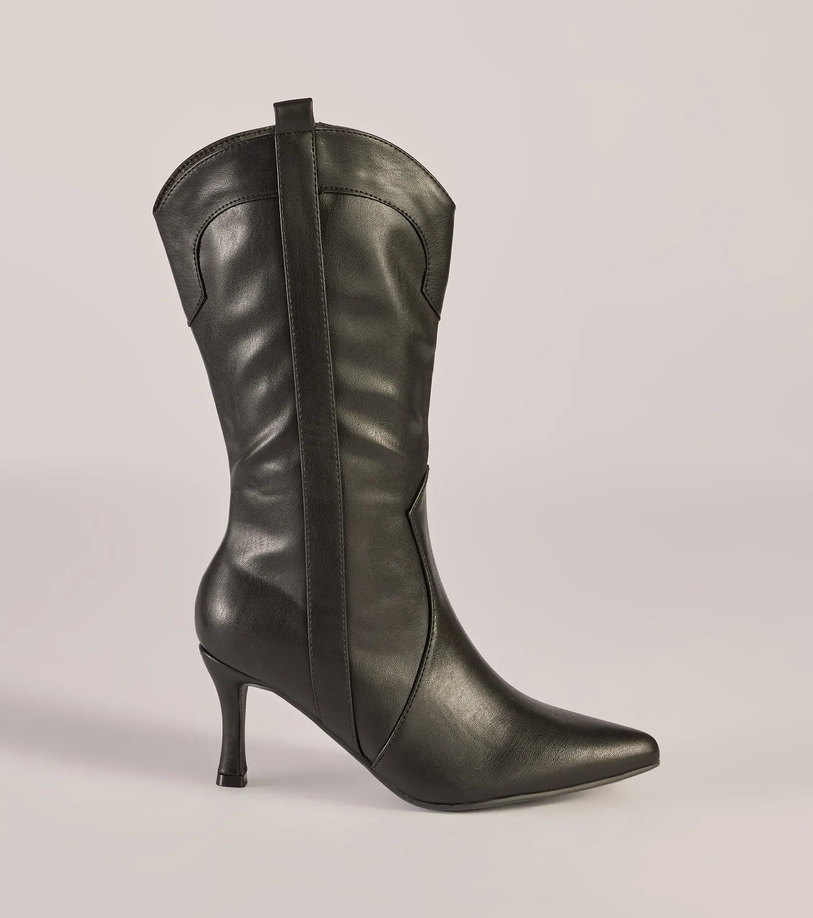 Sleek Stride Faux Leather Stiletto Western Boots