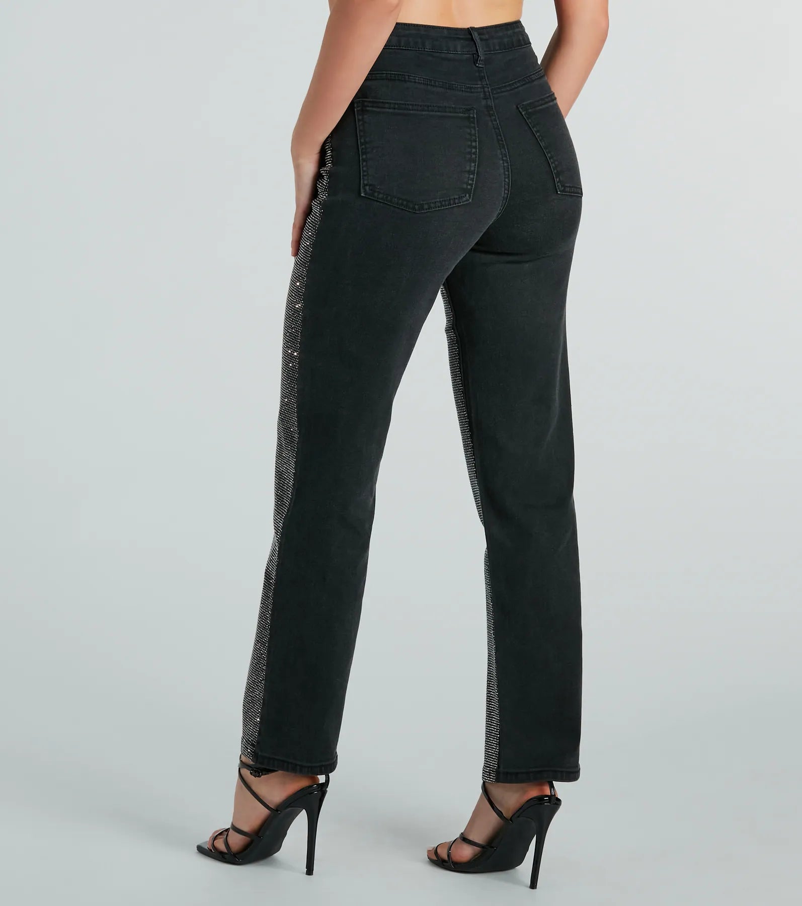 Rockstar Shine Rhinestone Straight-Leg Jeans