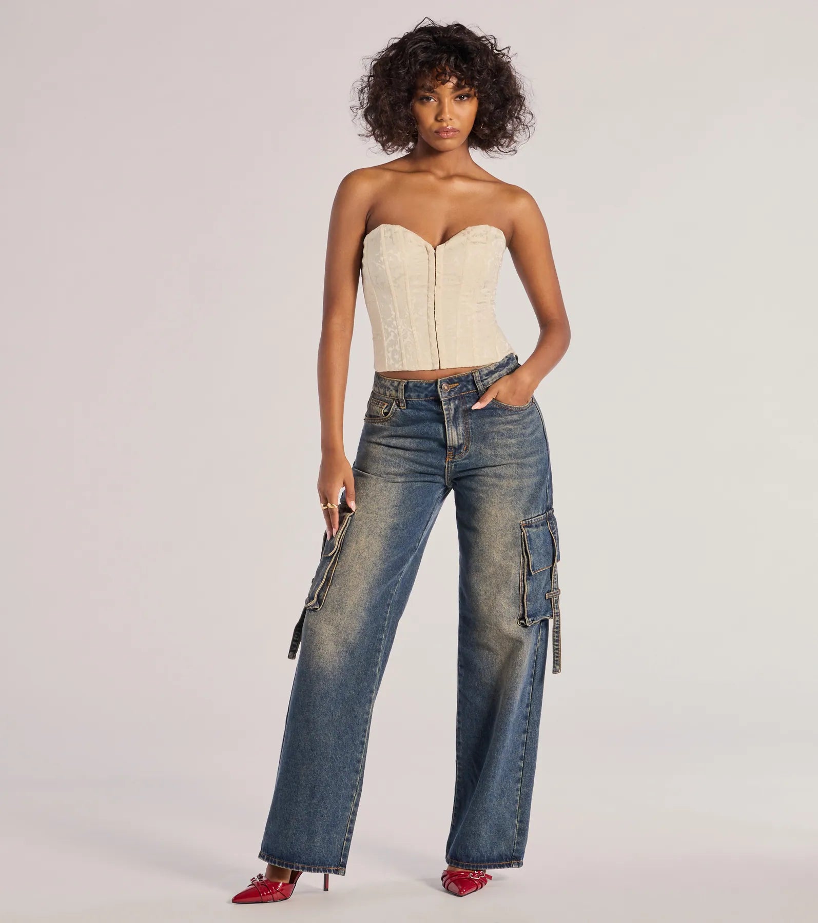 Trendsetter High-Rise Wide-Leg Cargo Jeans