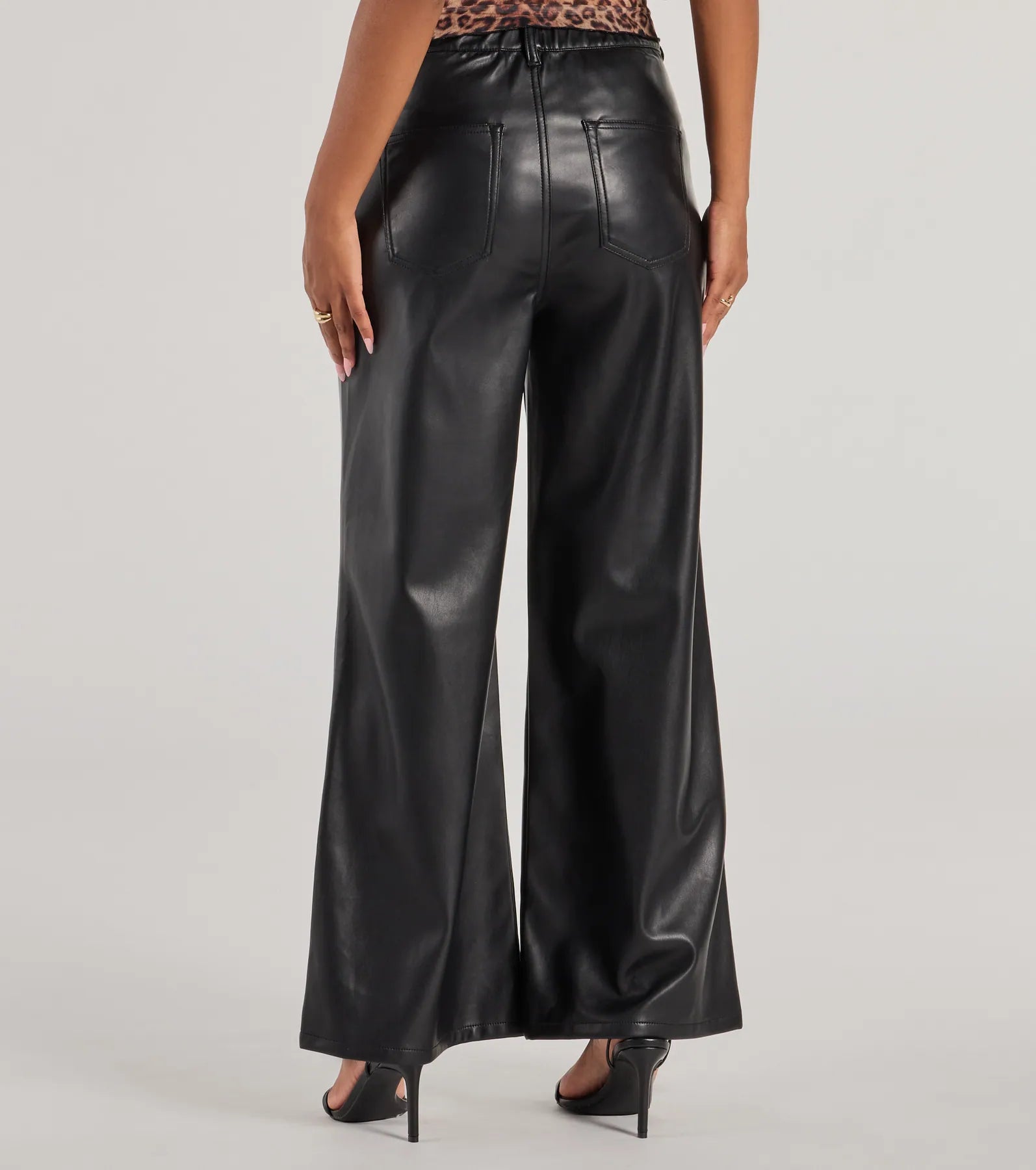 Glam In Motion Faux Leather Wide-Leg Pants