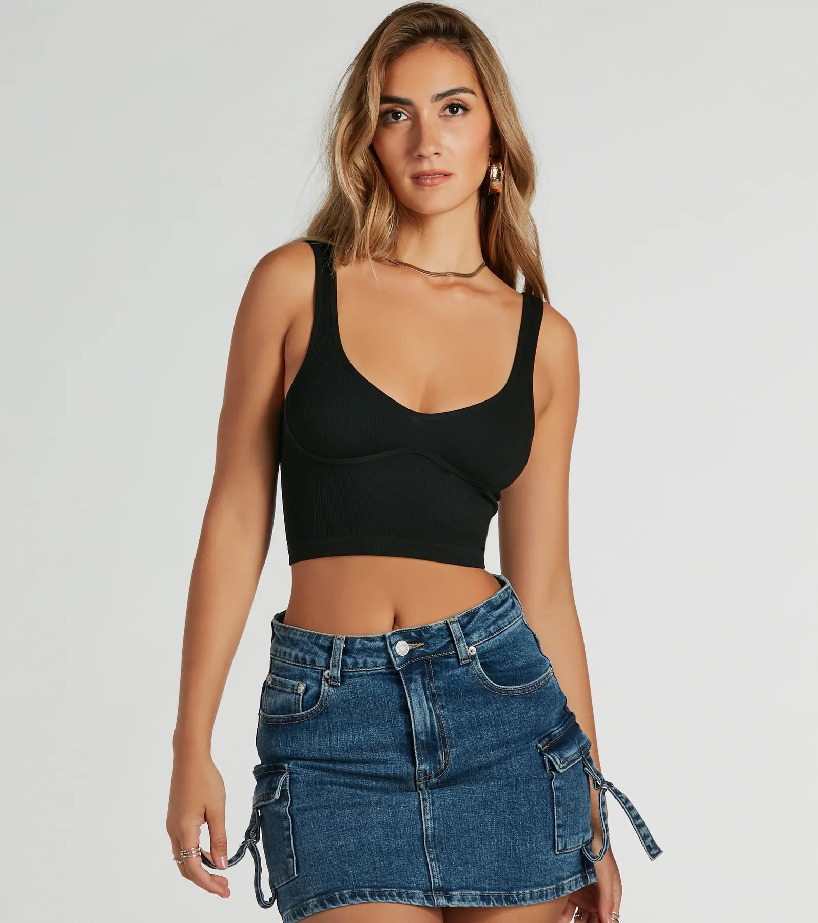 Fave Staple Ribbed Knit Cropped Tank Top