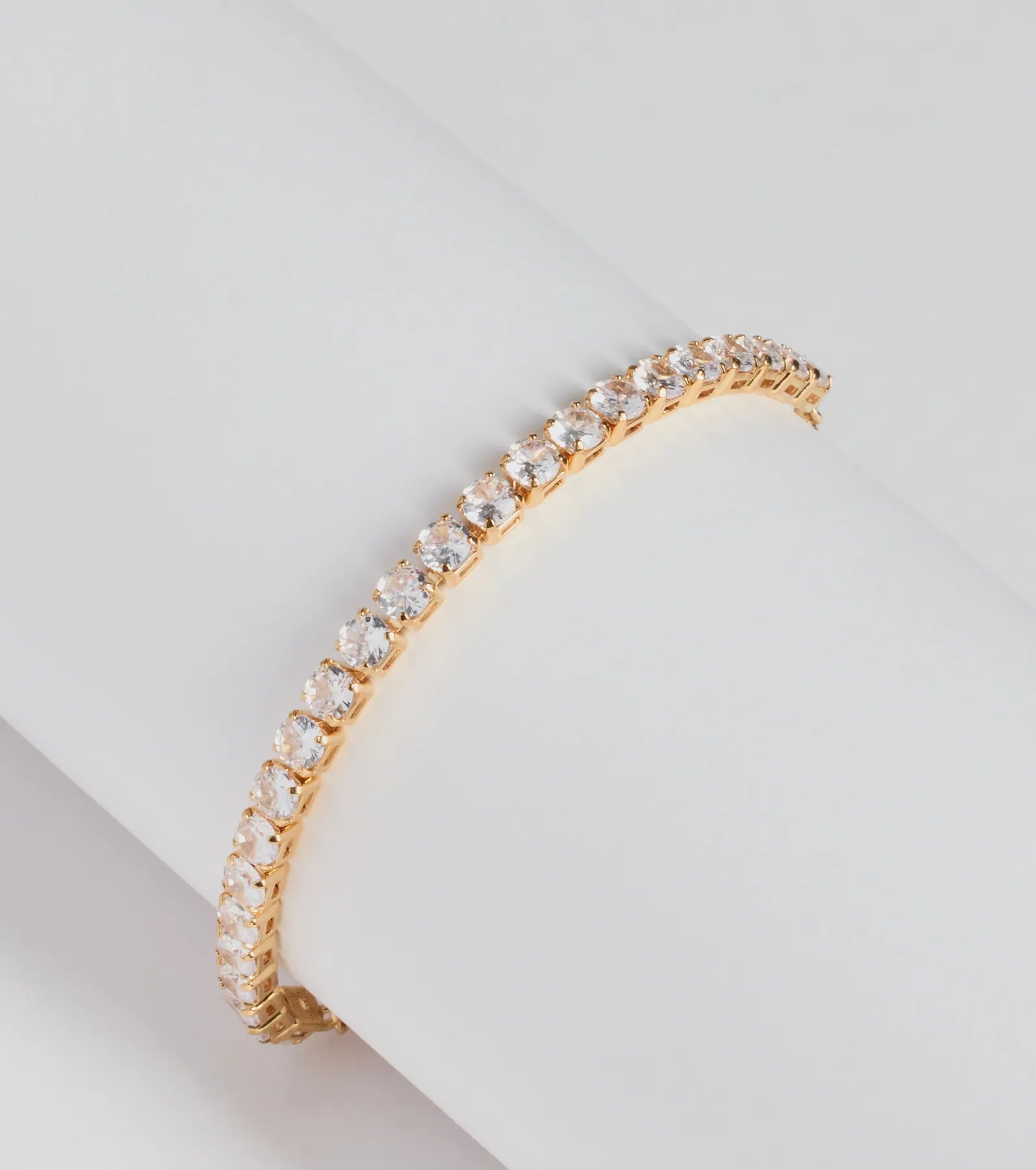 Luxe Glimmer Rhinestone Pull-Clasp Tennis Bracelet