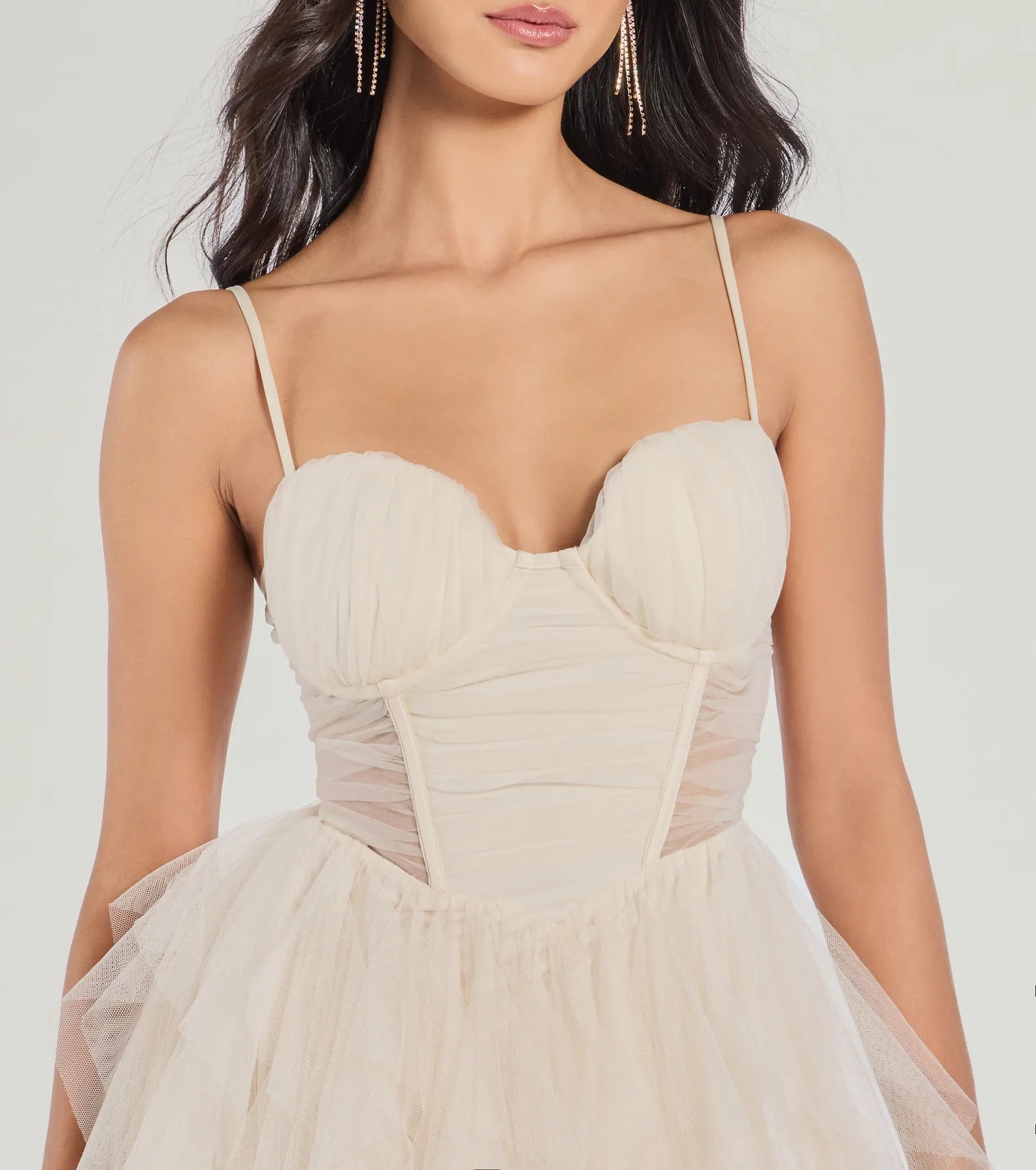 Aletta Long Sleeveless Ruffled A-Line Dress