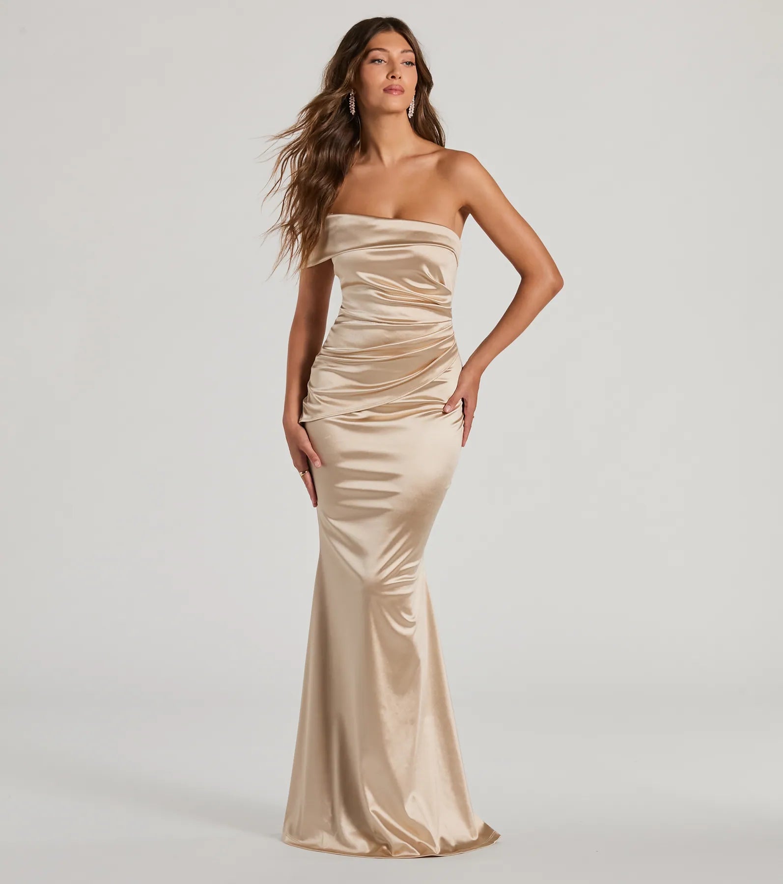 Zoey Formal One-Shoulder Satin Mermaid Dress