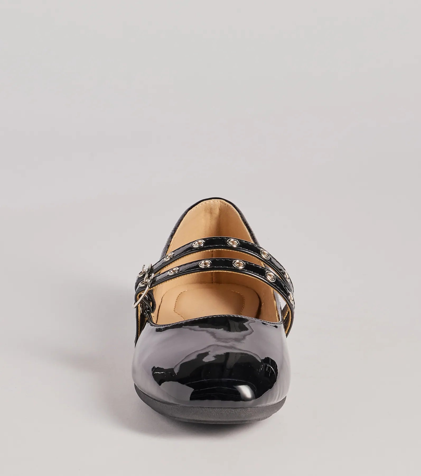 Sleek Buckled Strappy Patent Faux Leather Flats