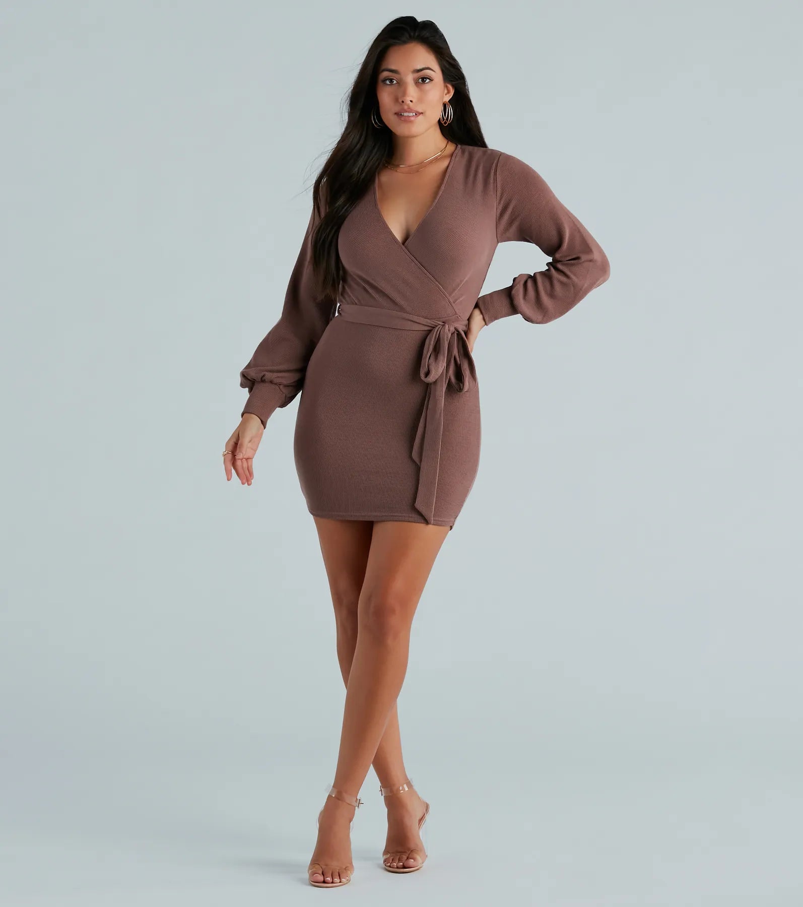 Stroll Along Surplice Tie Waist Mini Dress