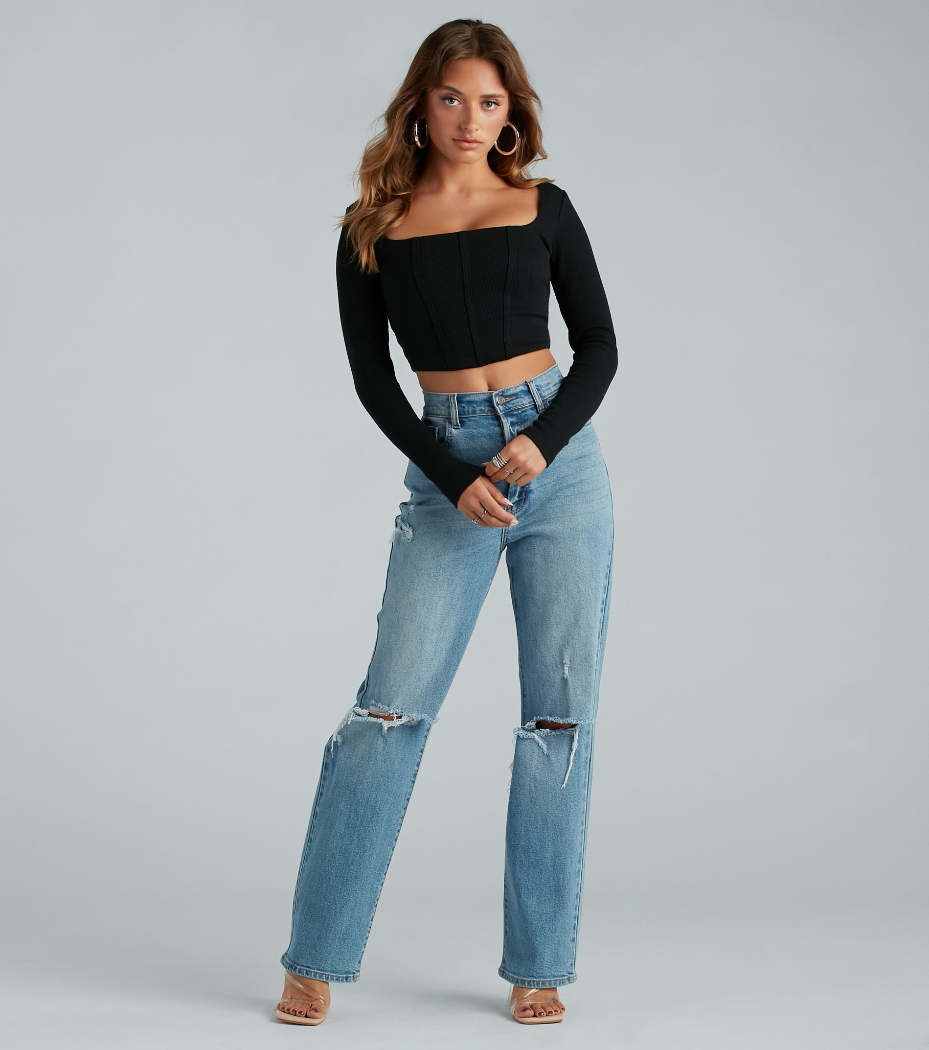 Keep It Tight Rib Knit Corset Crop Top