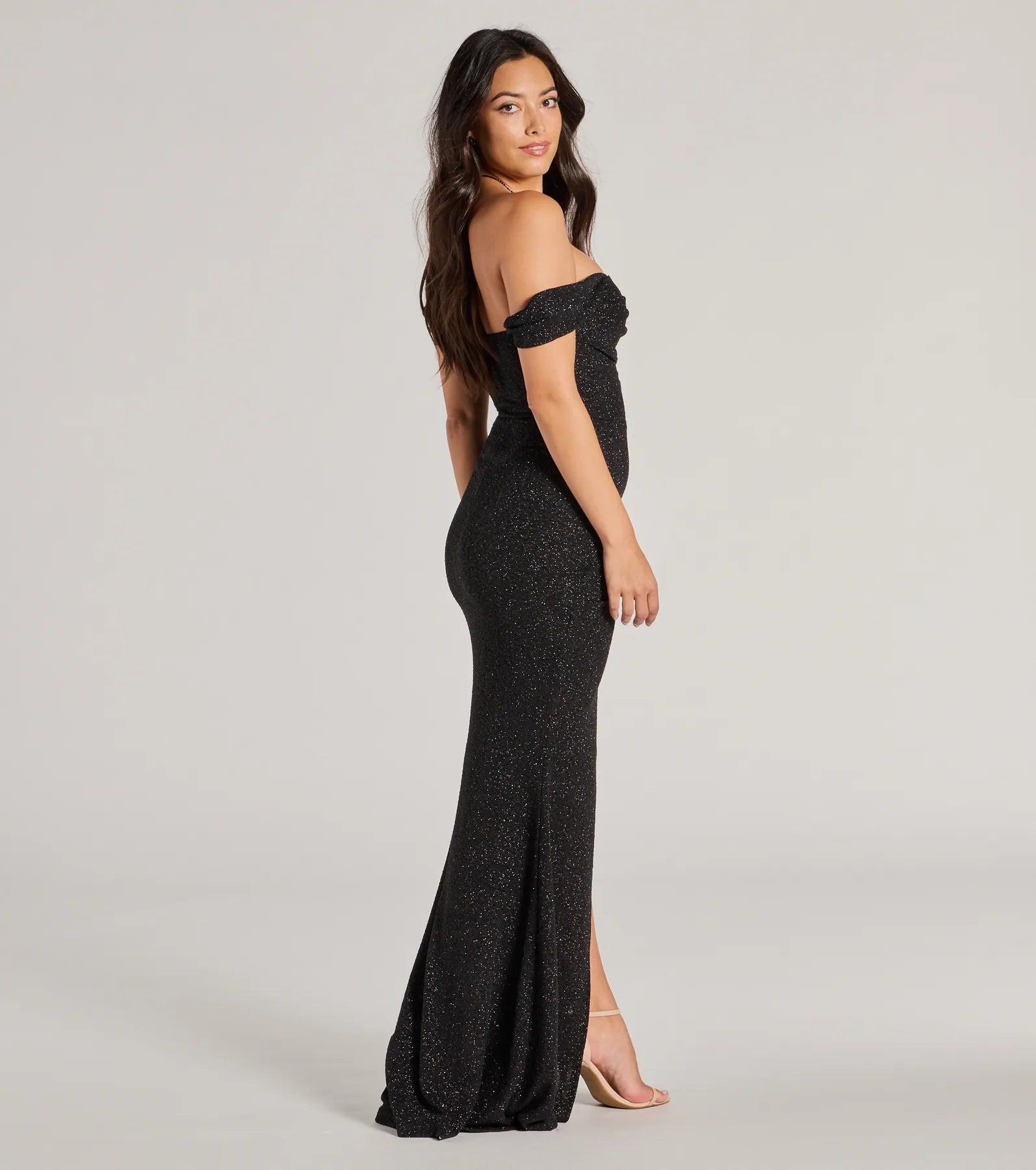 Airlie Formal Glitter Off-The-Shoulder Dress