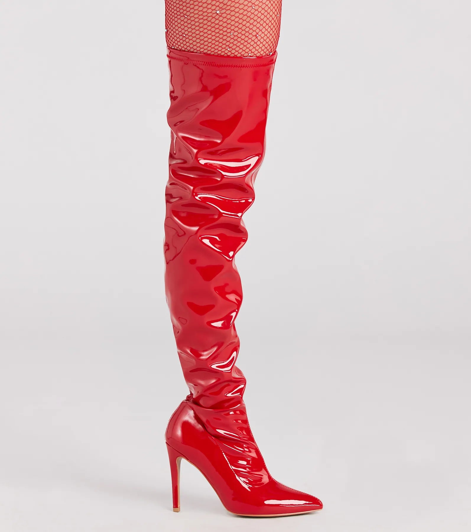 High Standards Patent Thigh-High Stiletto Boots