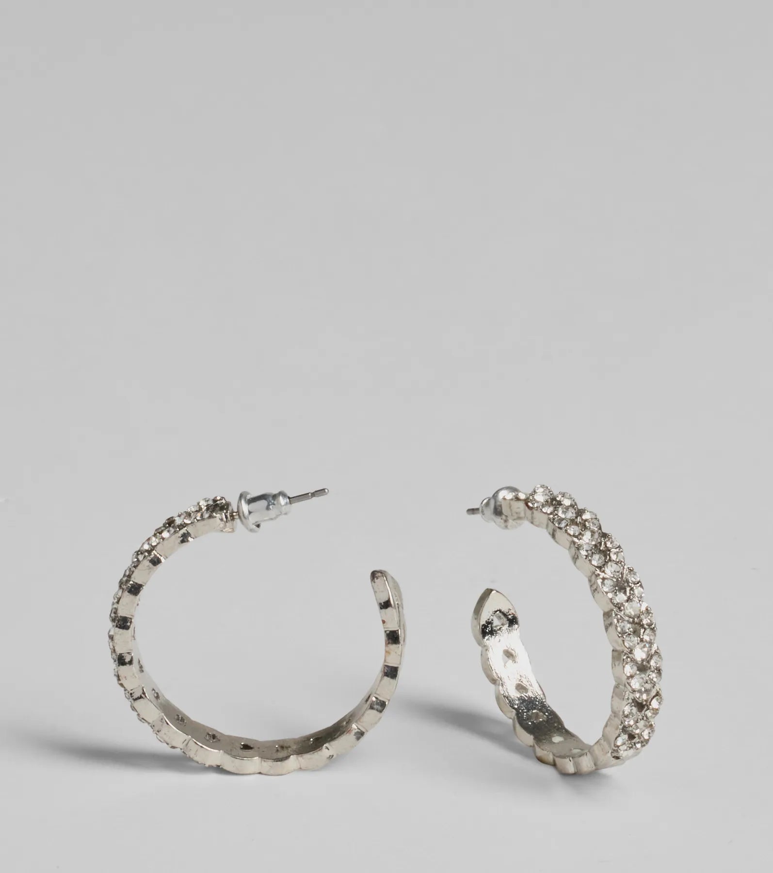 Major Glamour Rhinestone Chain-Link Hoop Earrings