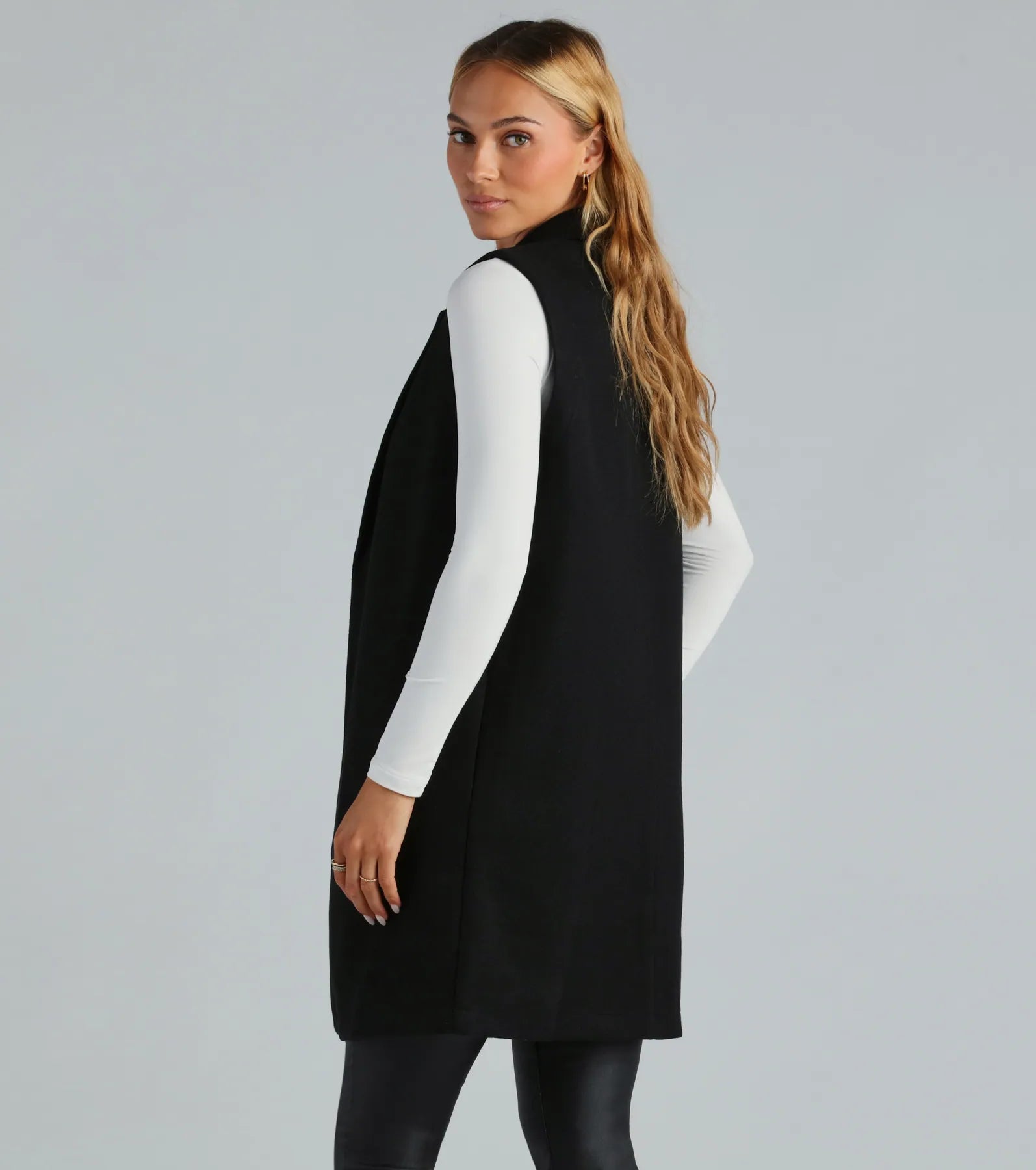 Invested To Style Faux Wool Long Vest