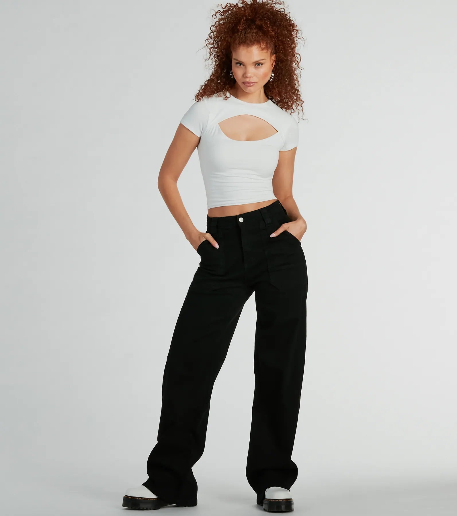 Playful Vibes Cutout Crew Neck Crop Top