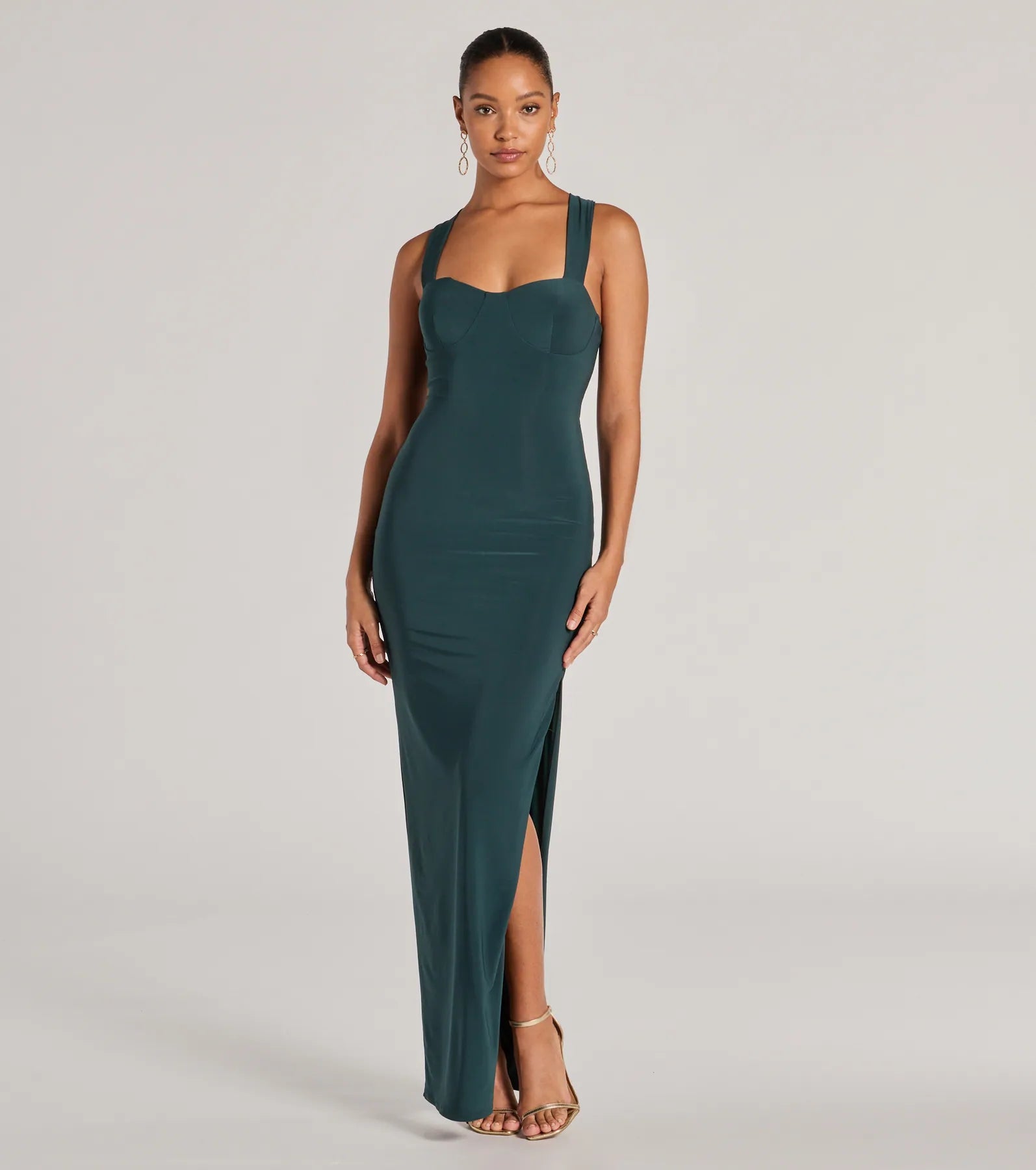 Marleigh Lace-Up High Slit Formal Dress