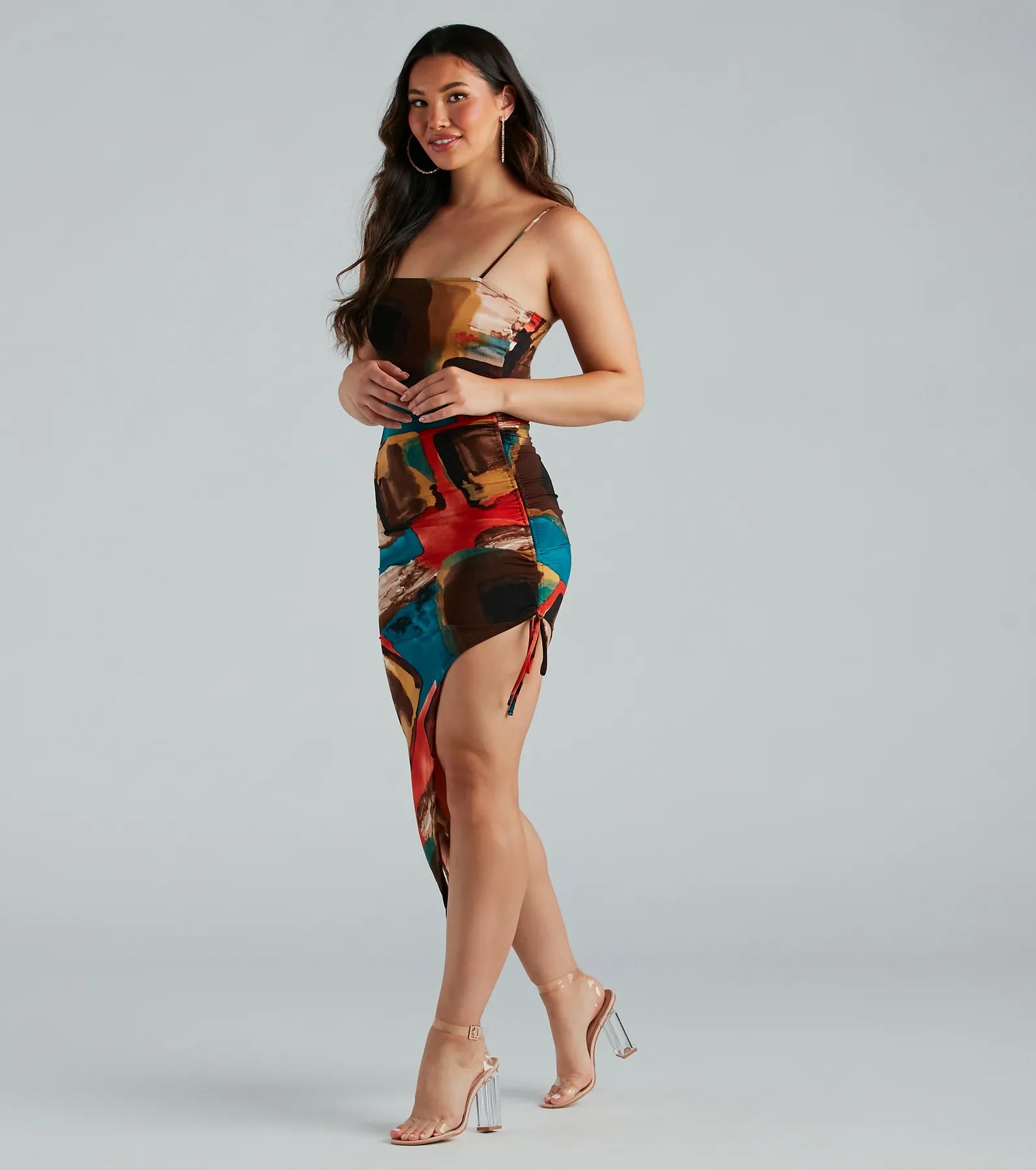 Colorful Sensation Abstract Print Maxi Dress