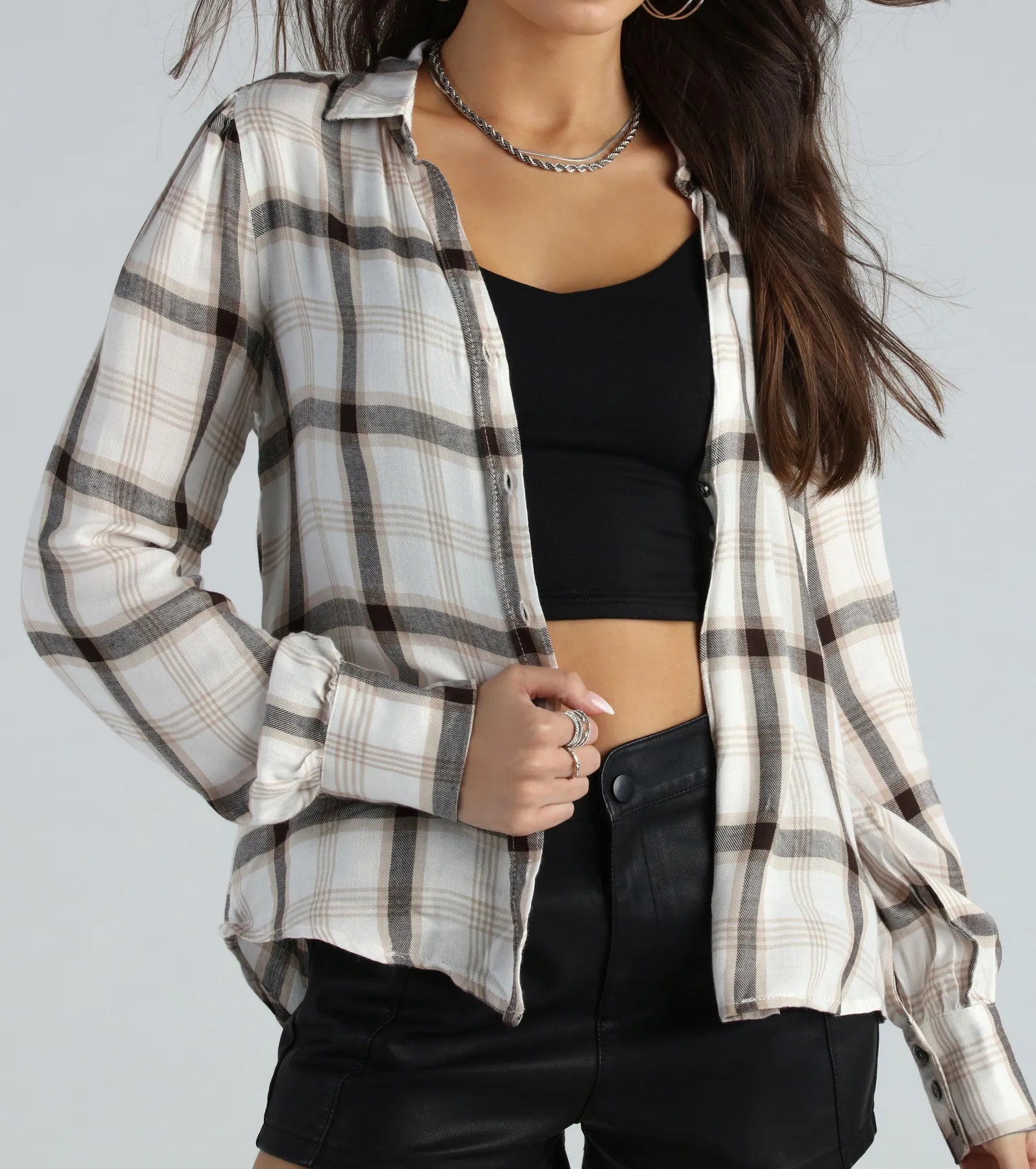 Days In Plaid Button Down Shirt Top