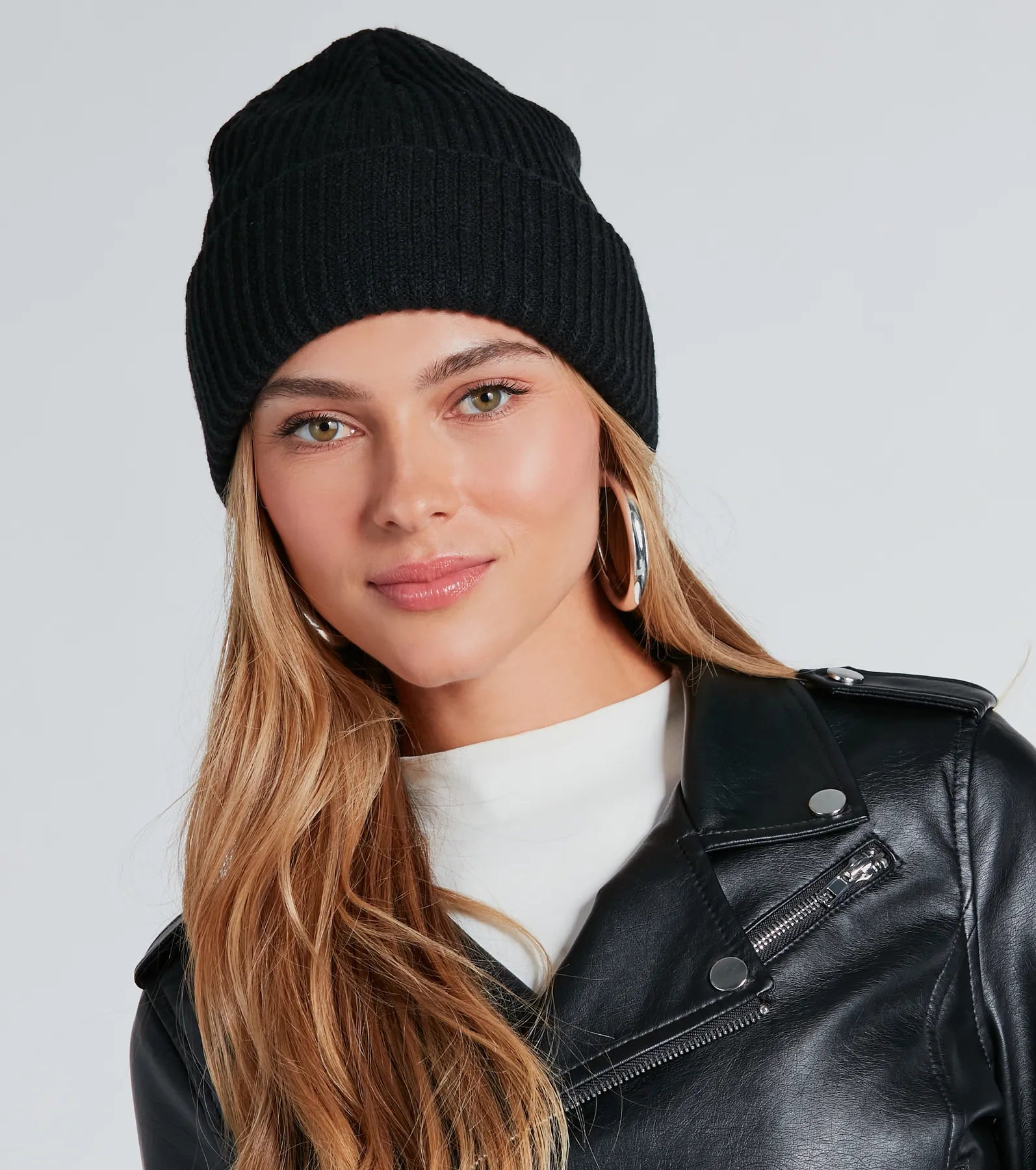 Cute Classic Fold-Over Ribbed Knit Beanie