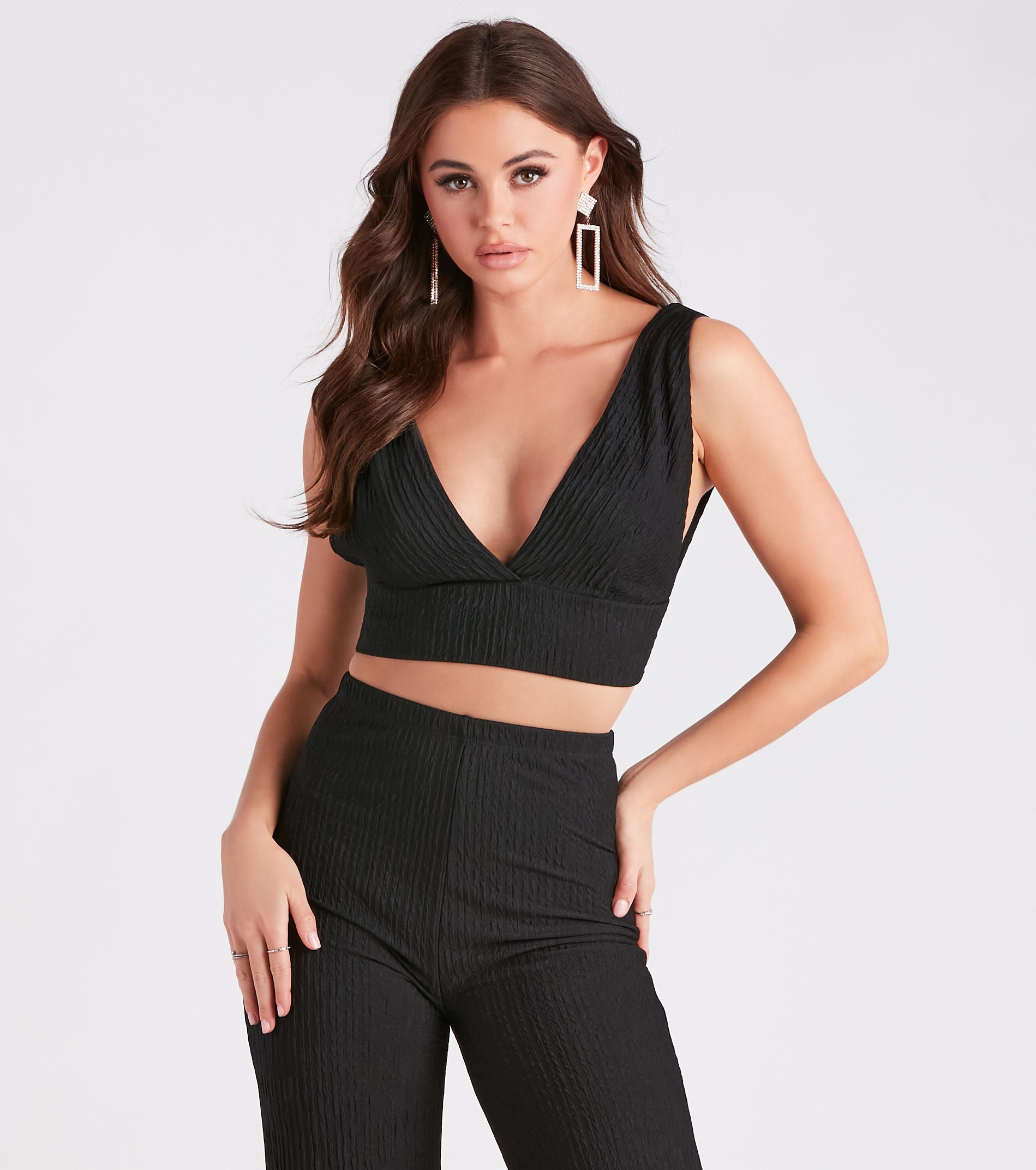 Two For The Show Texture Knit Crop Top