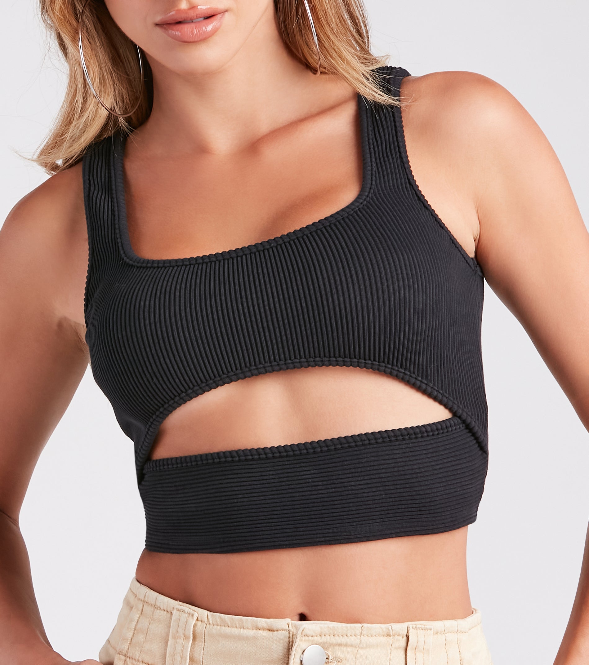 Cut To The Chase Cutout Tank Crop Top