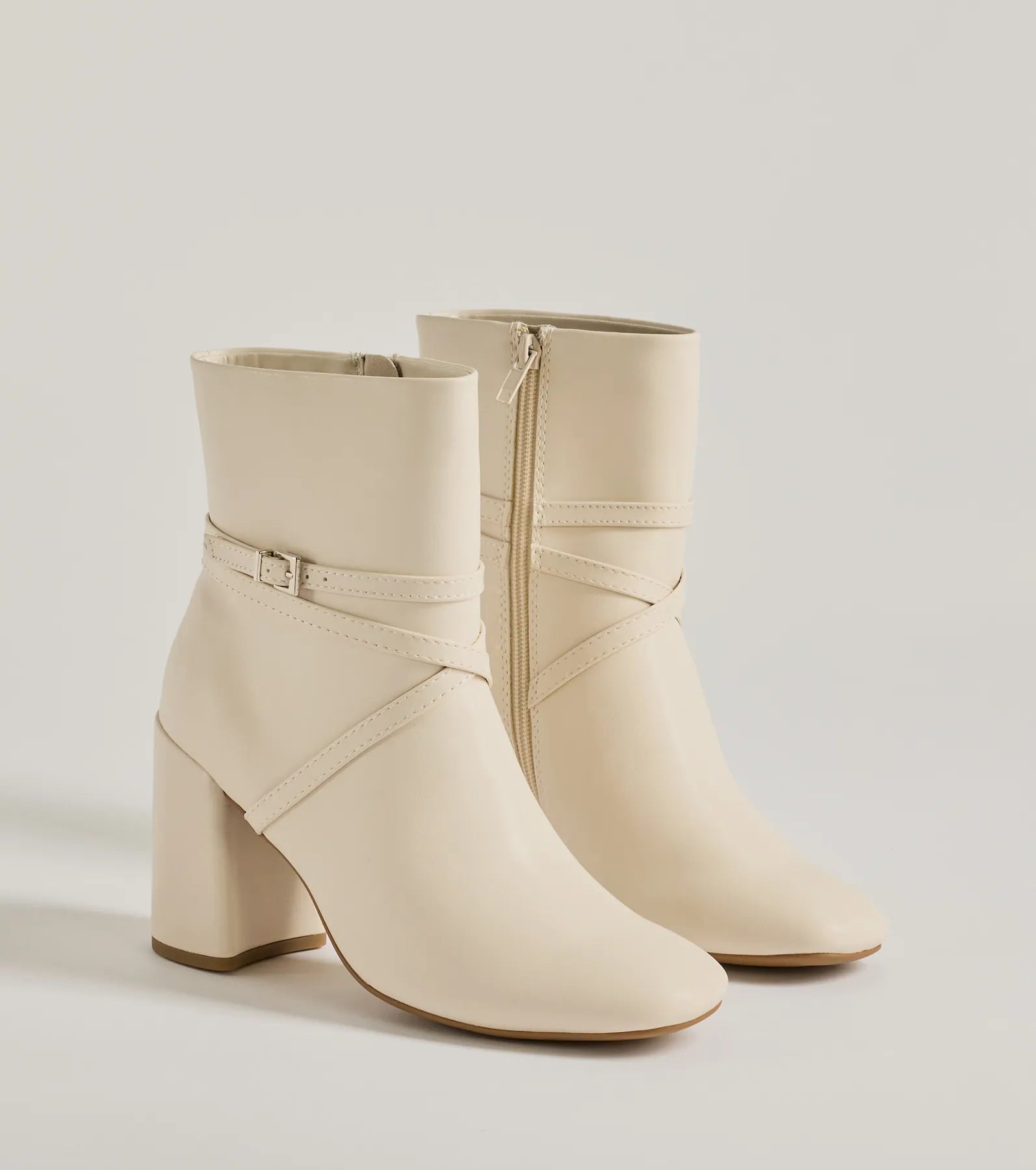 Stylish Stride Strappy Faux Leather Booties