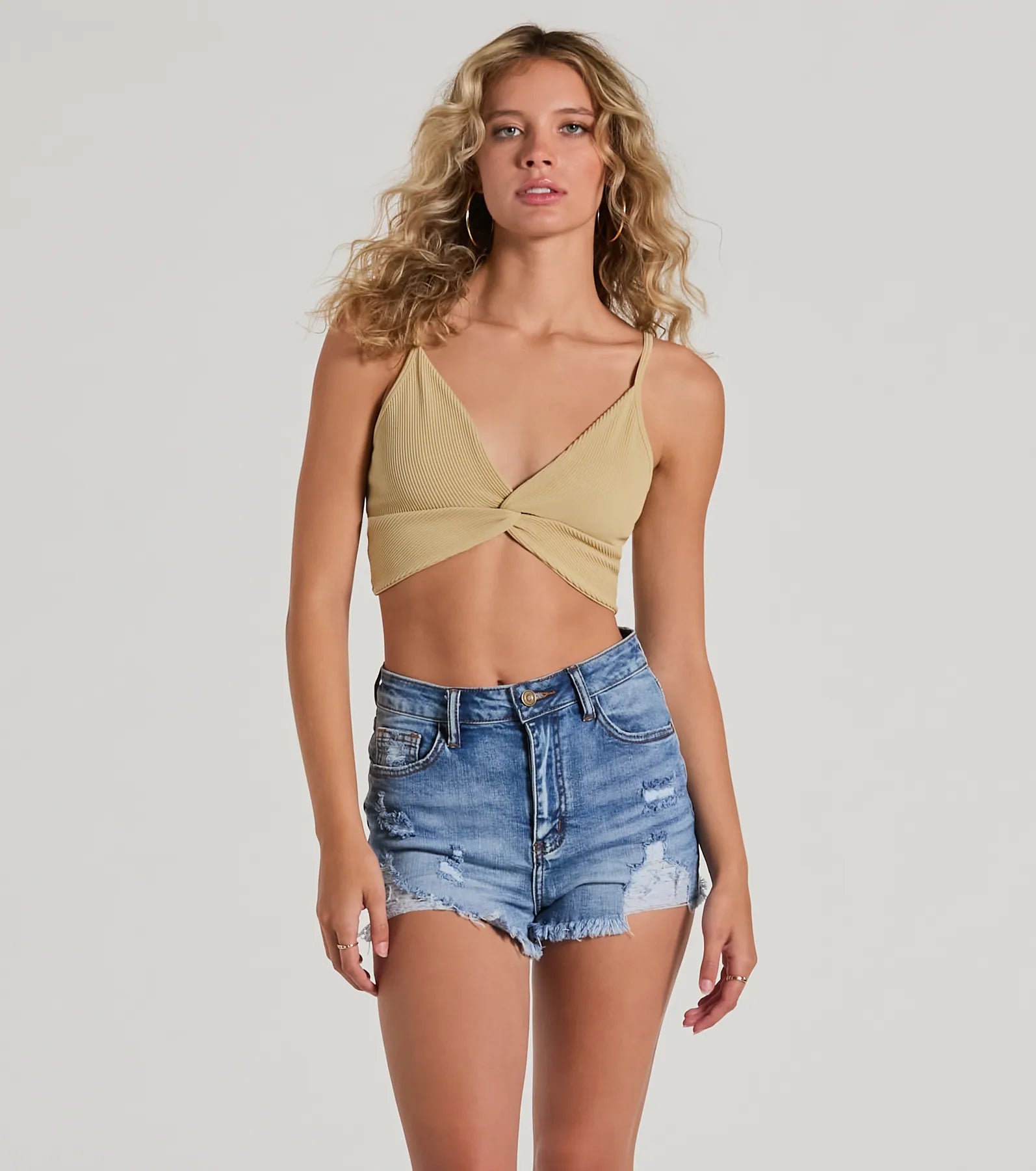 Daily Cute Vibe Twist V-Neck Crop Top