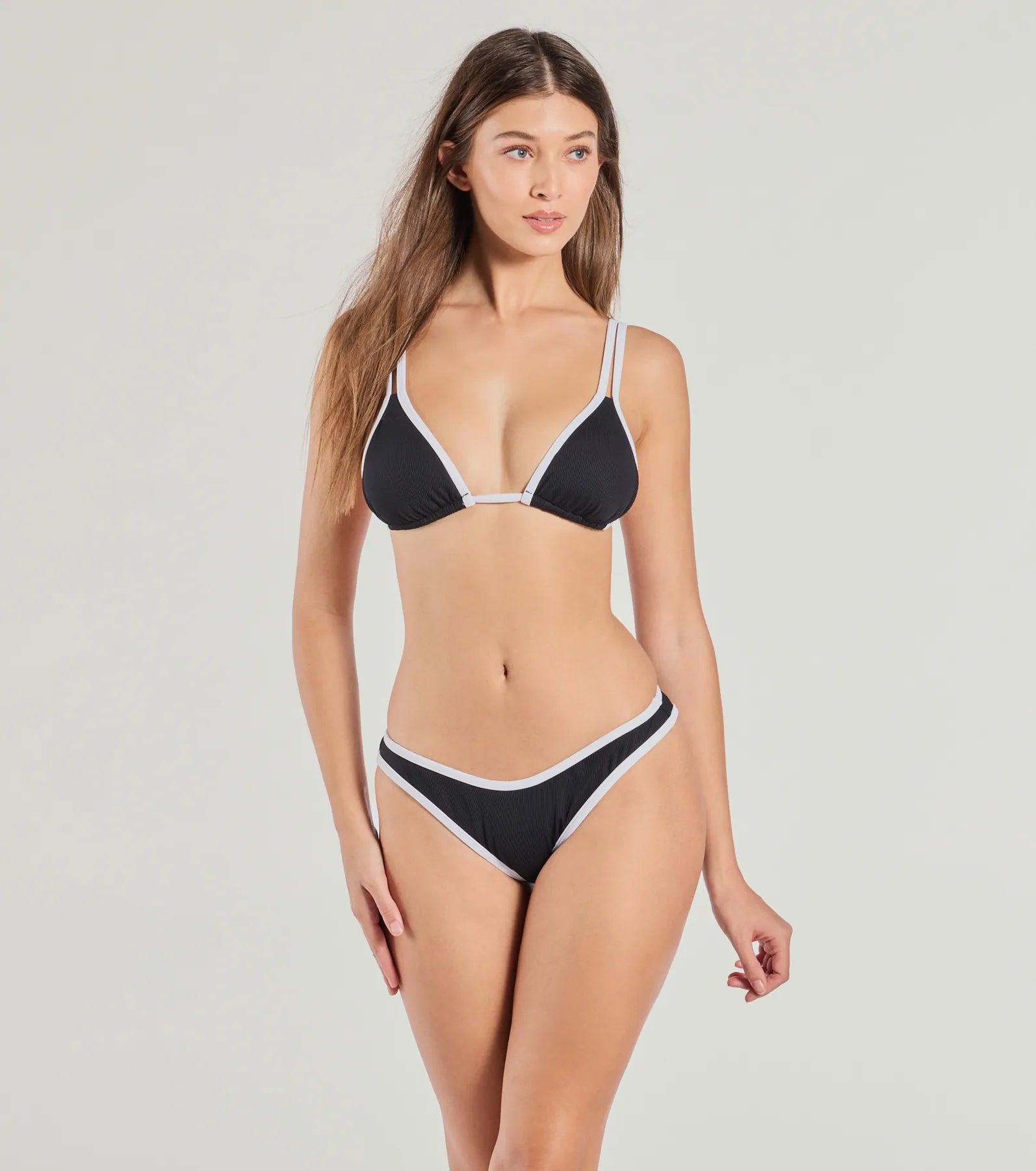 Retro Chic Contrast Trim Bikini Top