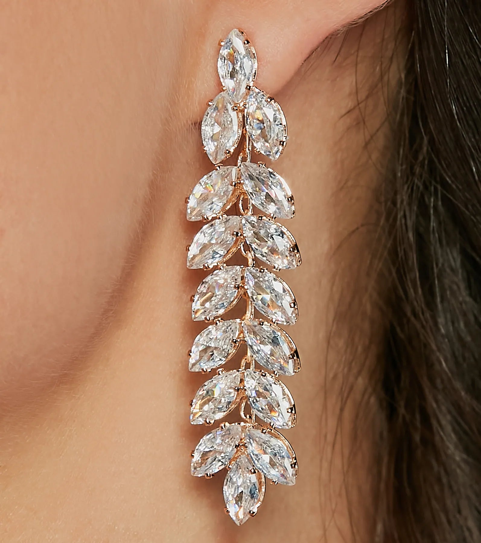 Glam Goddess Marquise Cubic Zirconia Duster Earrings