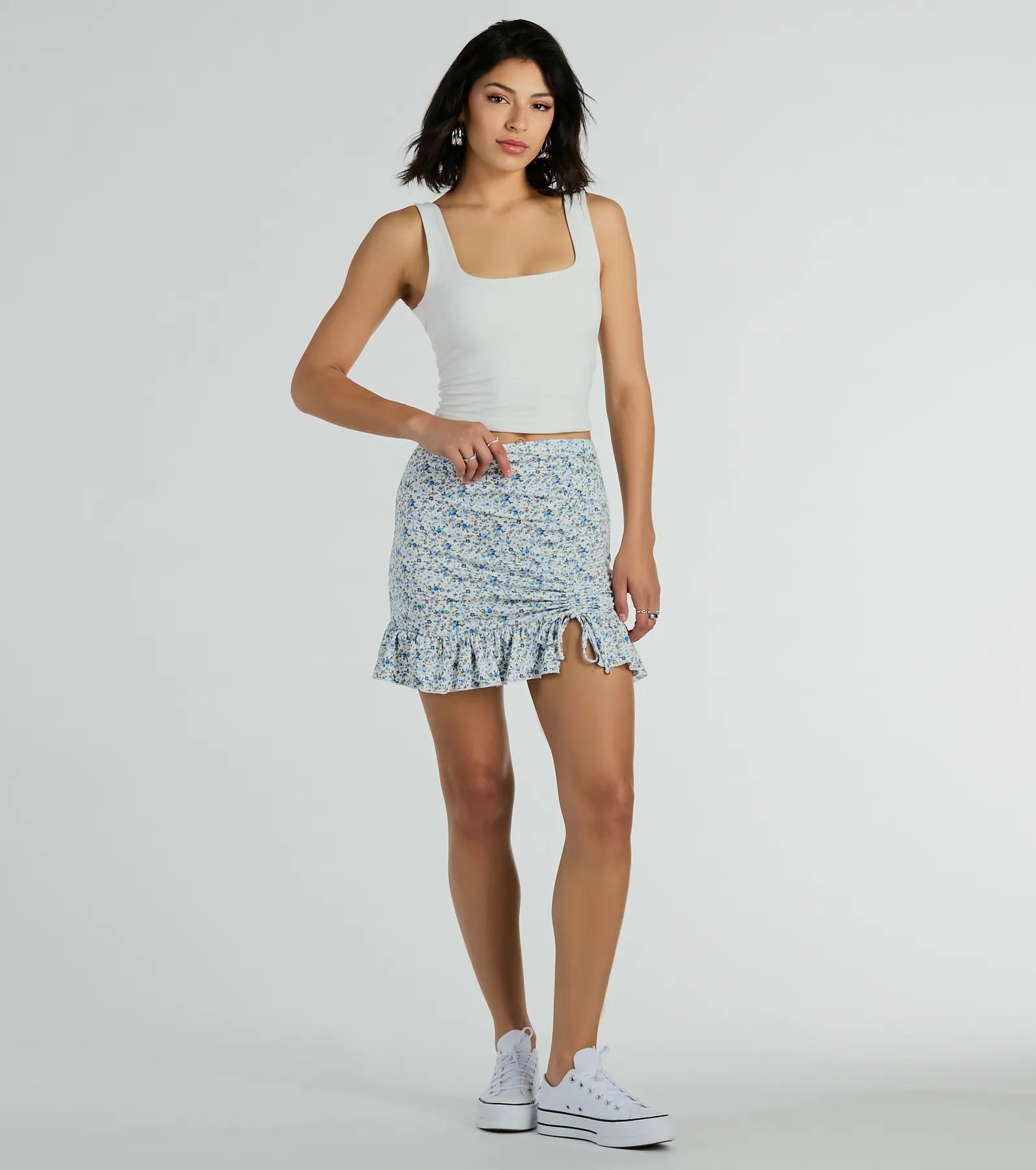 Spring Mentality Ditsy Floral Ruffle Mini Skirt