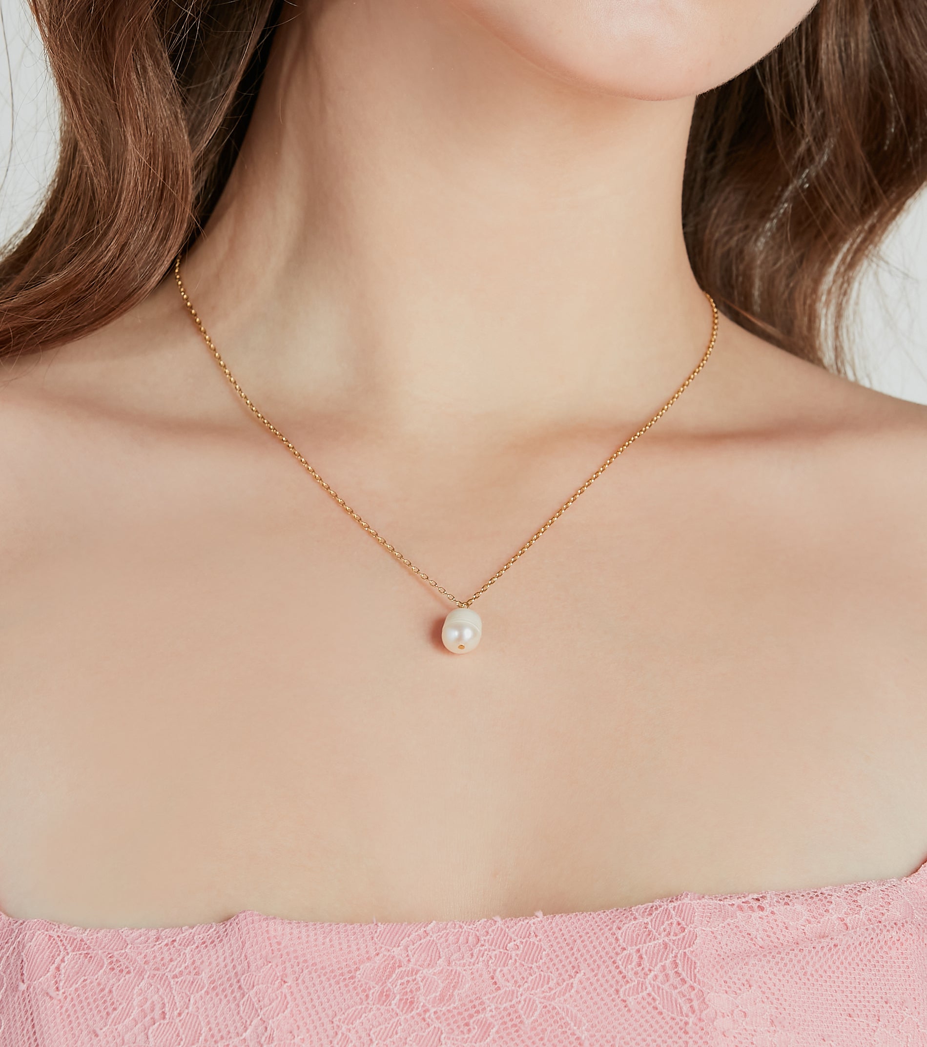 Dainty Chic 14K Gold Plated Pearl Charm Necklace