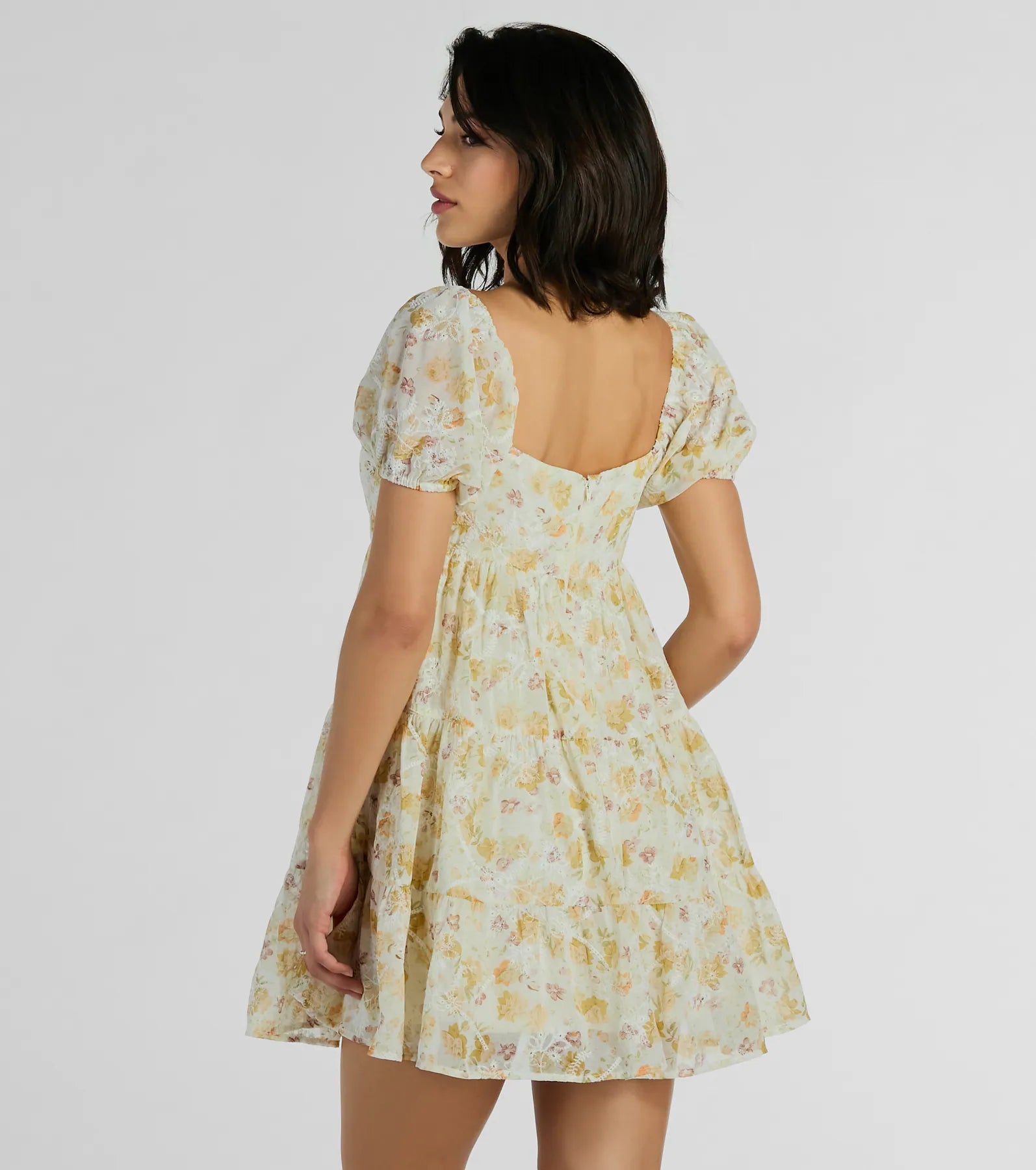 Captivating Cutie Eyelet Floral Babydoll Dress