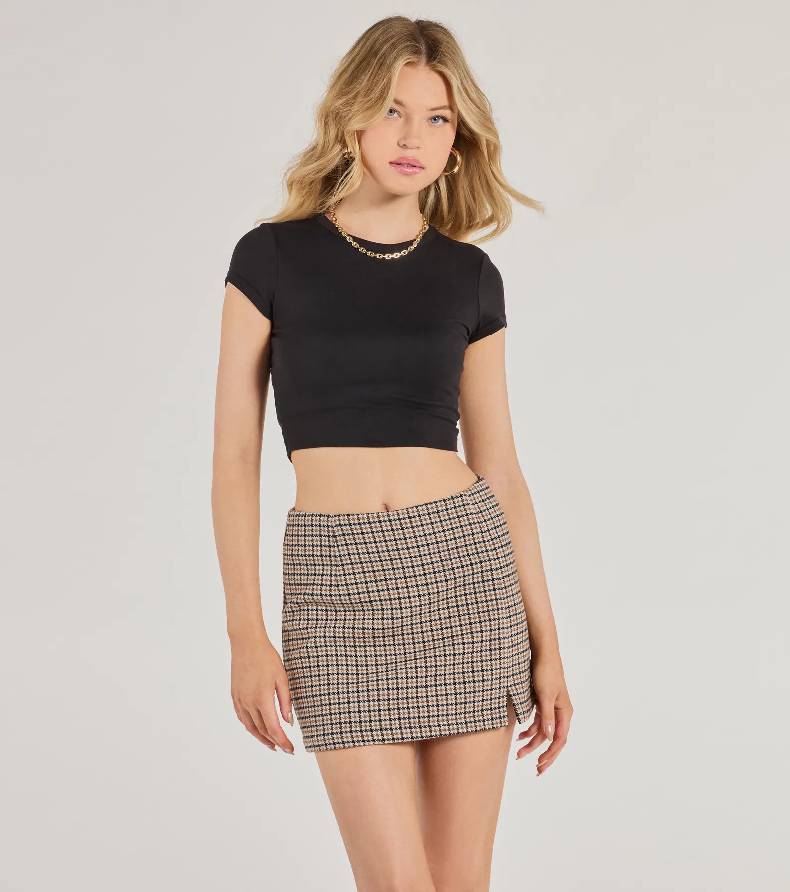 Plaid Perfection Faux Wool Mini Skort