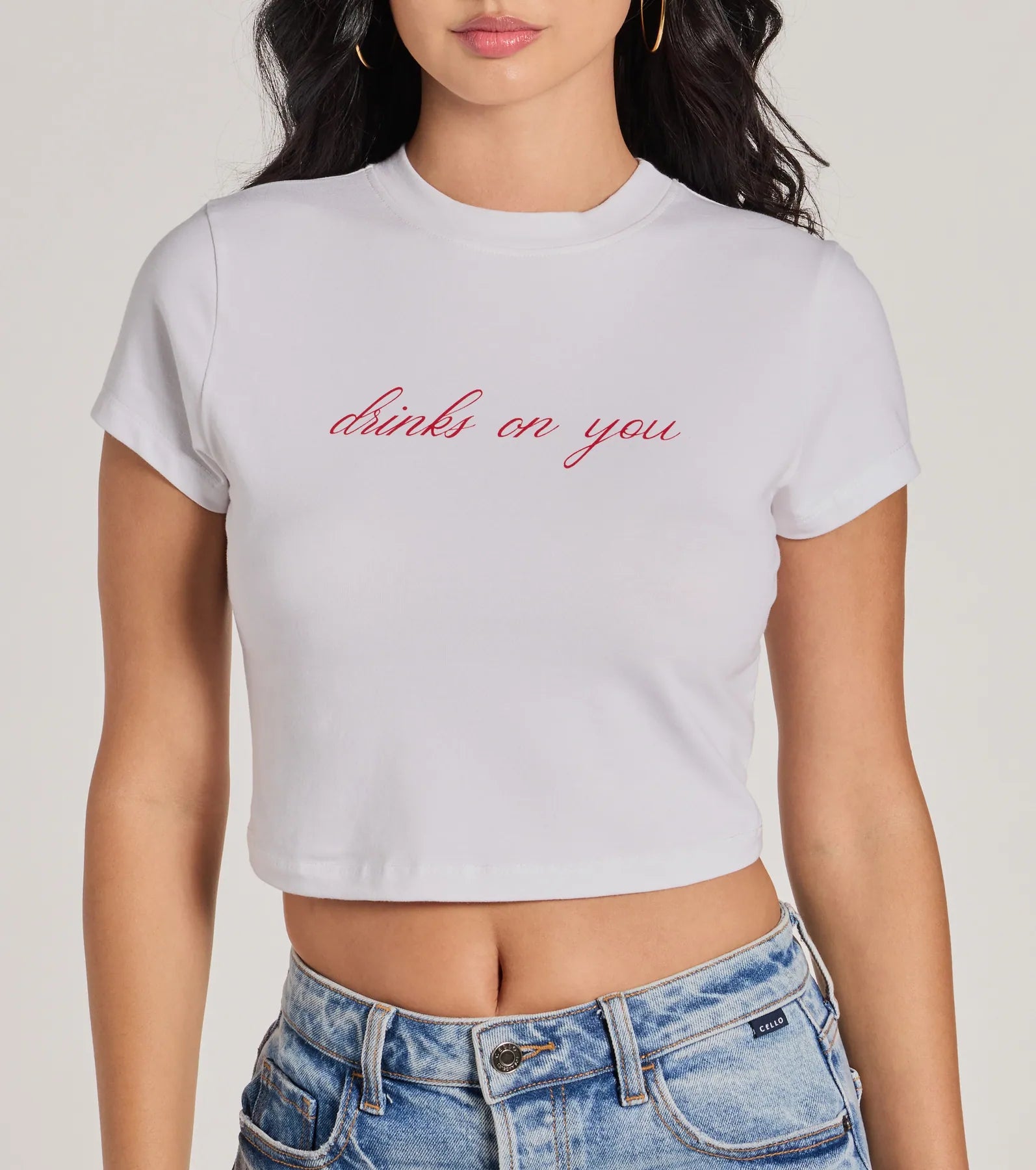 Drinks On You Cropped Graphic Tee