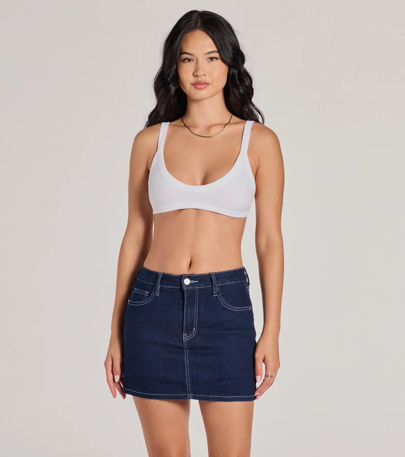 Admirable Aesthetic Mid-Rise Denim Skort