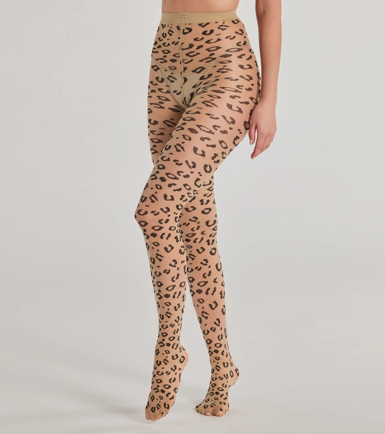 Fierce And Sultry Flocked Leopard Sheer Tights