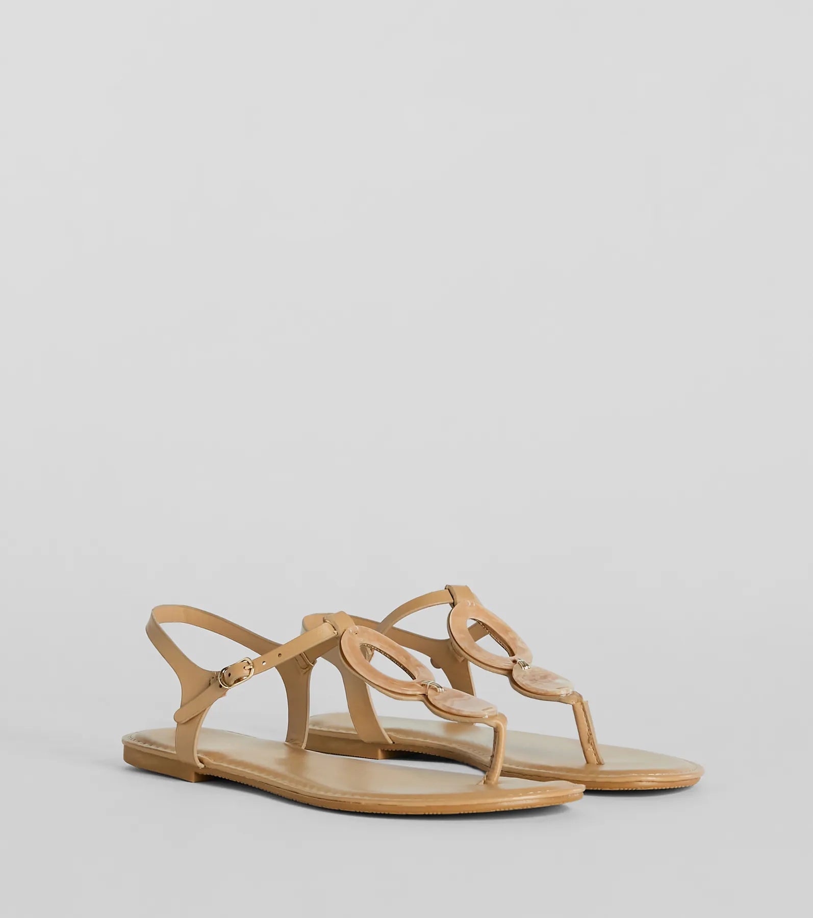 Beachy-Chic Shell Thong Strap Sandals