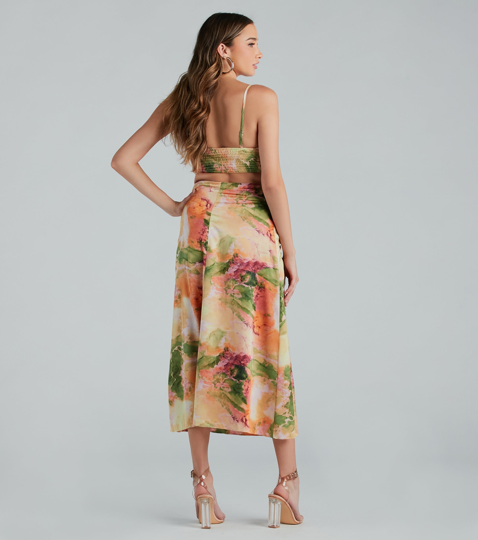 Stunning Standout Marble Print Satin Midi Dress