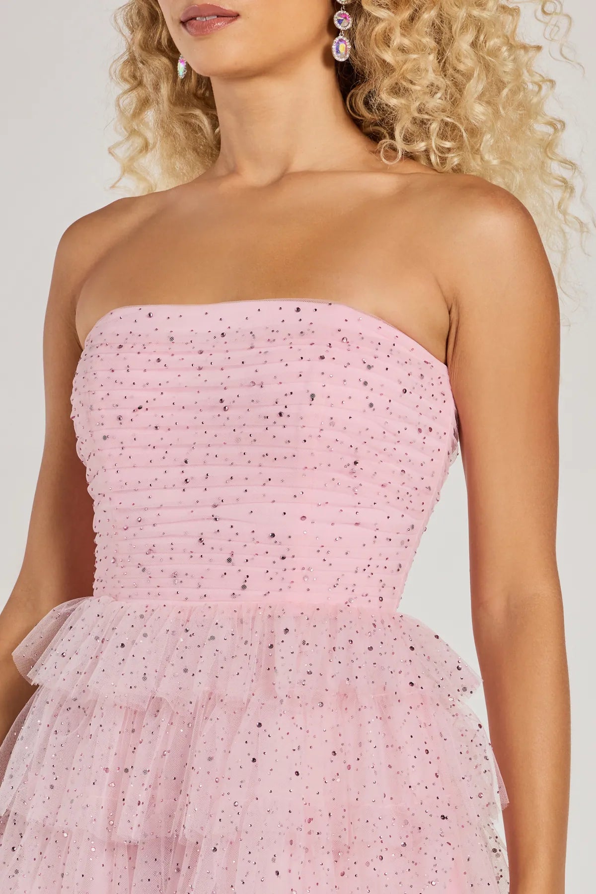 Arie Strapless Rhinestone A-Line Party Dress