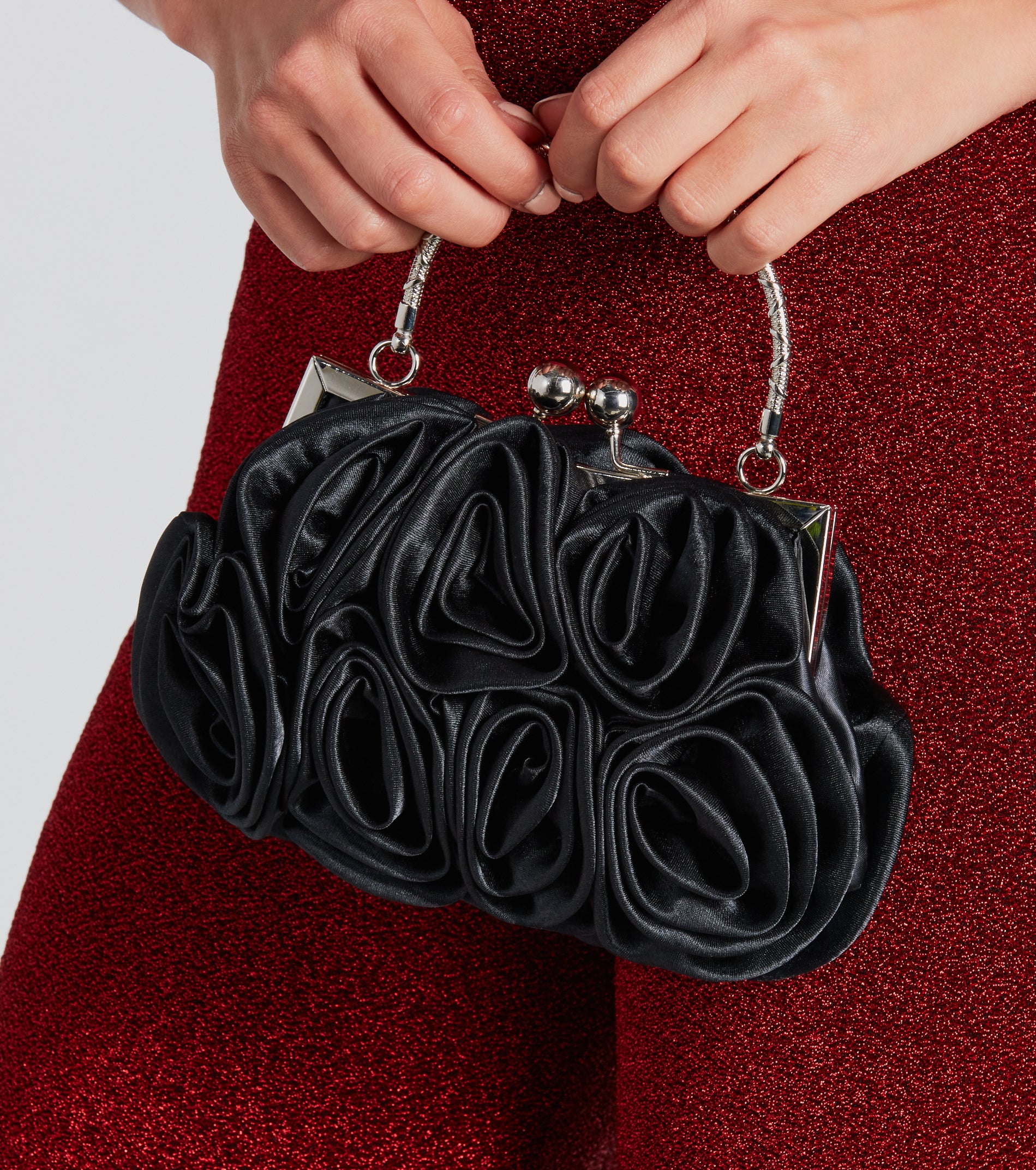 Chic Romance Satin Rose Handbag