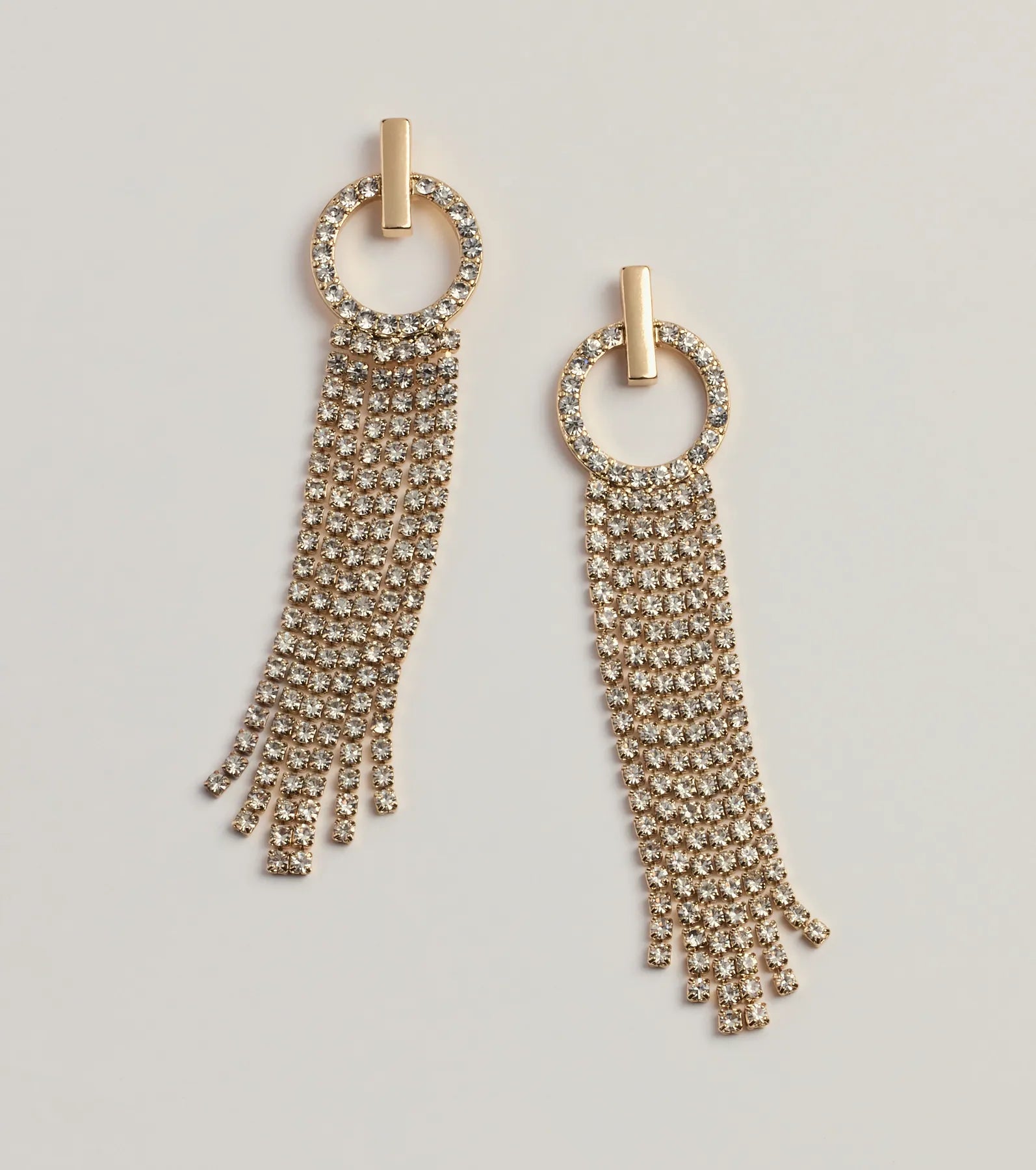 Step Up The Glamour Rhinestone Fringe Earrings