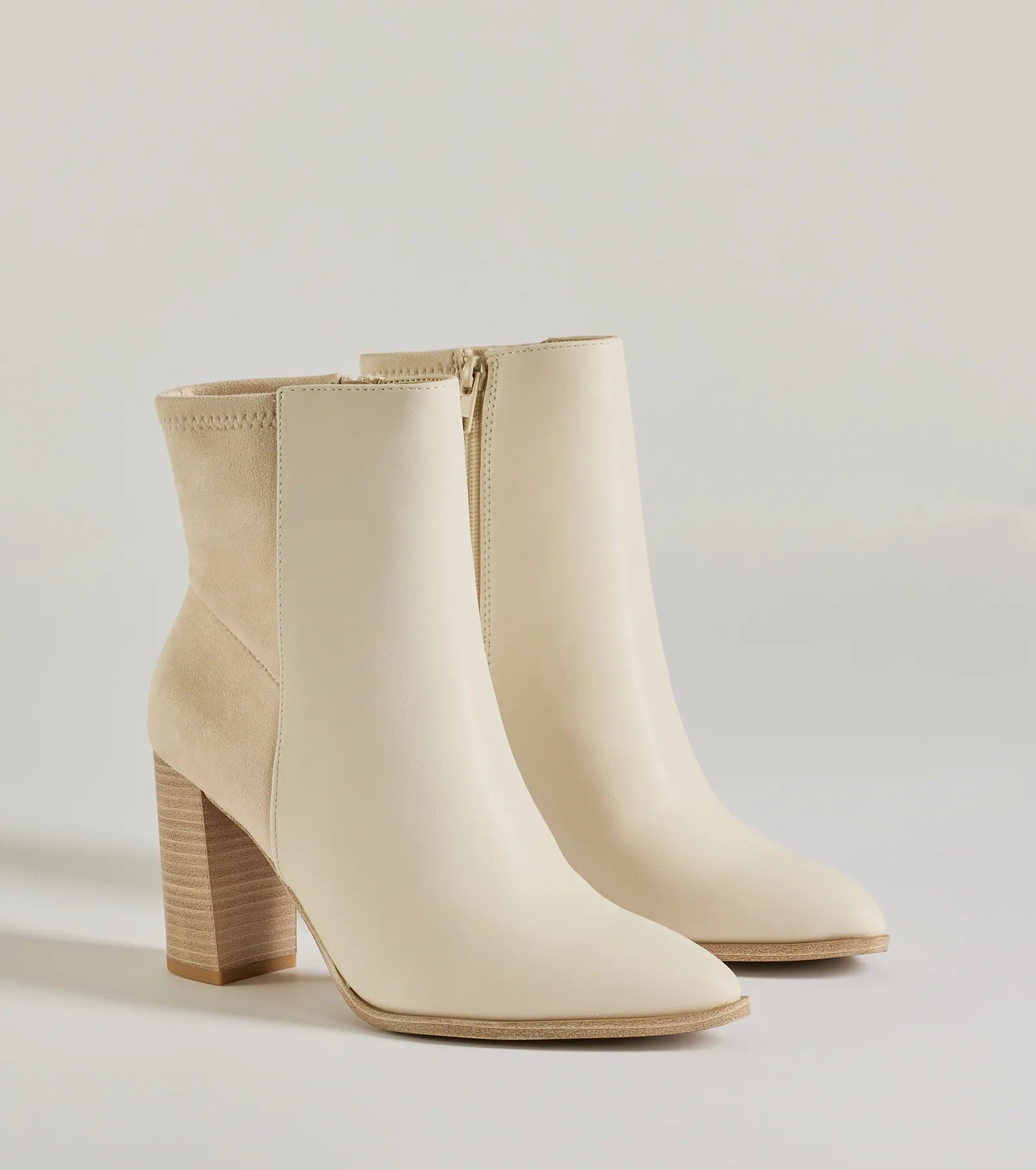 Chic Staple Faux Leather and Faux Suede Ankle Booties