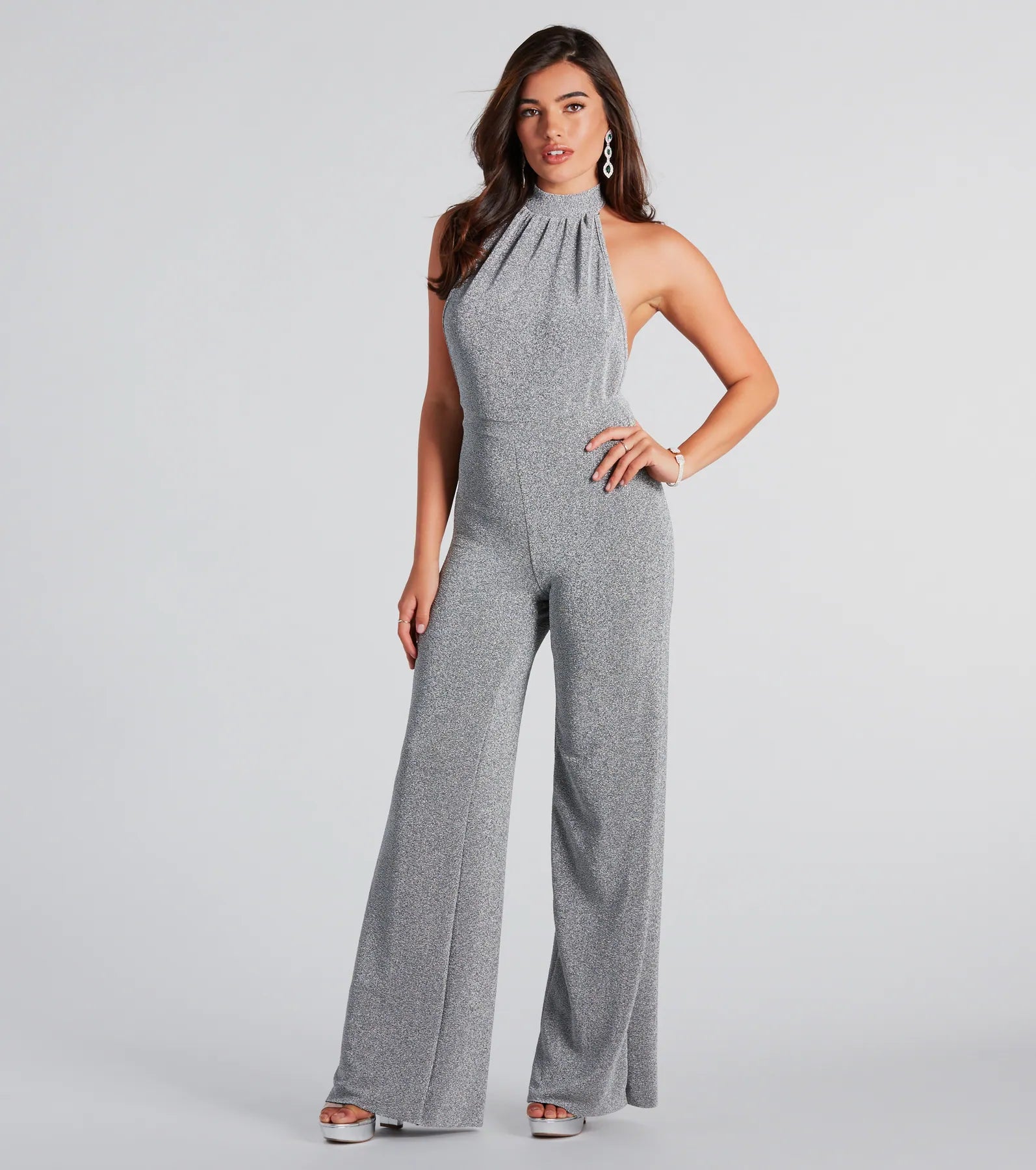 Spark Of Glamour Halter Backless Jumpsuit