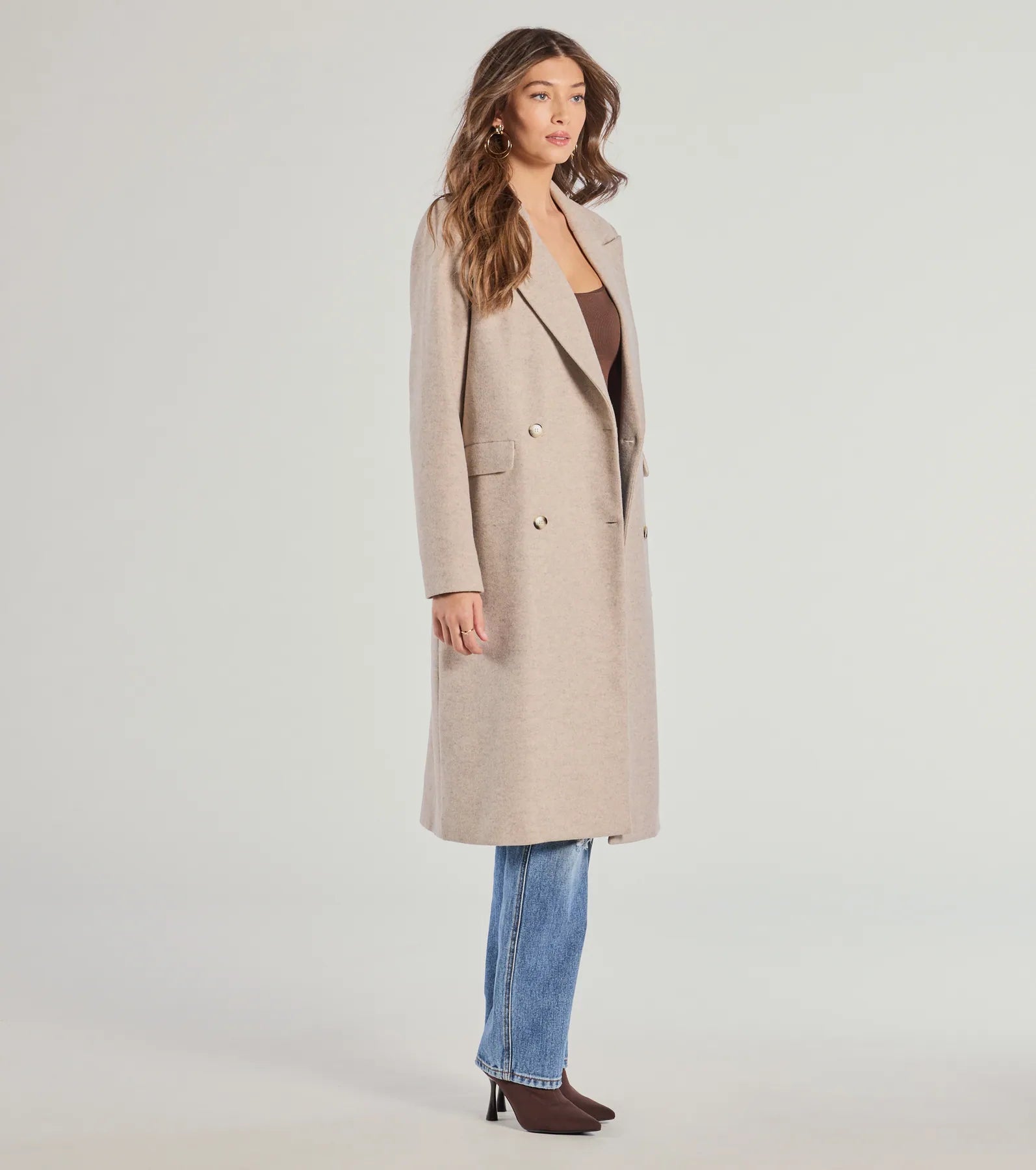 Refined Glamour Oversized Faux Wool Trench Coat