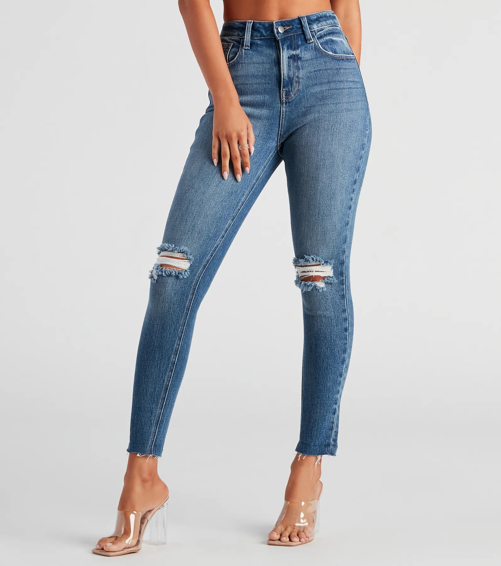 Taylor High Rise Skinny Distressed Jeans By Windsor Denim