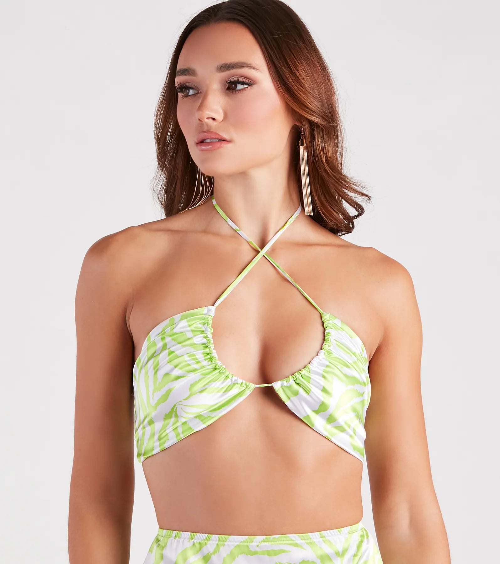 Call Of The Wild Satin Zebra Bandeau Top