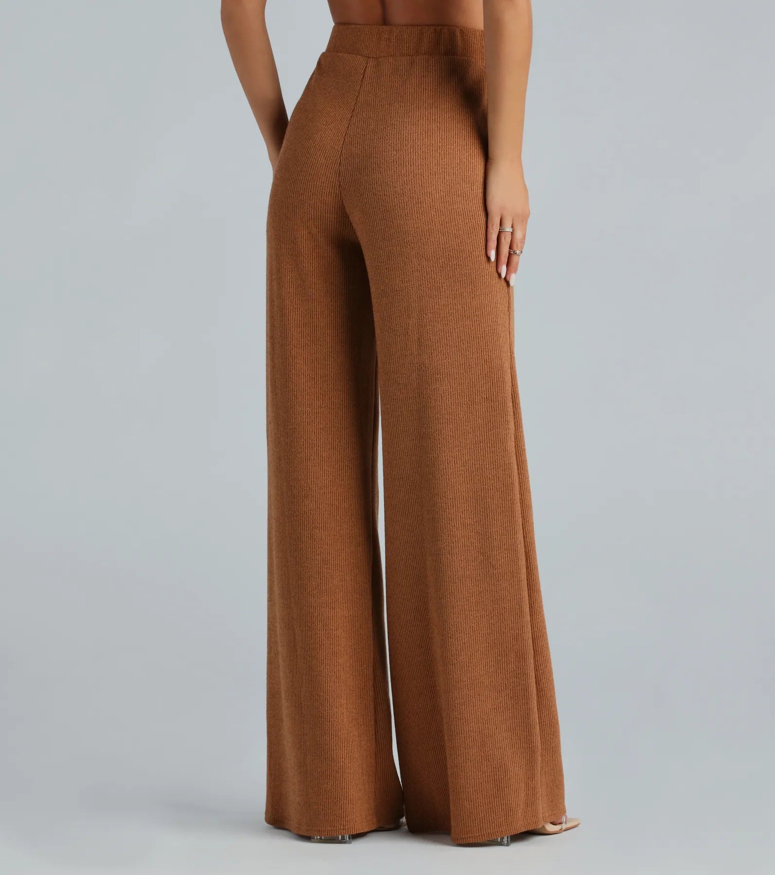 Weekend Mood Hacci Knit Wide-leg Pants