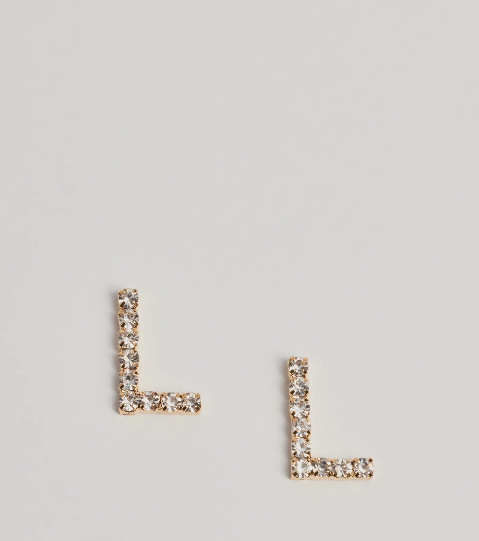 L Initial Rhinestone Stud Earrings