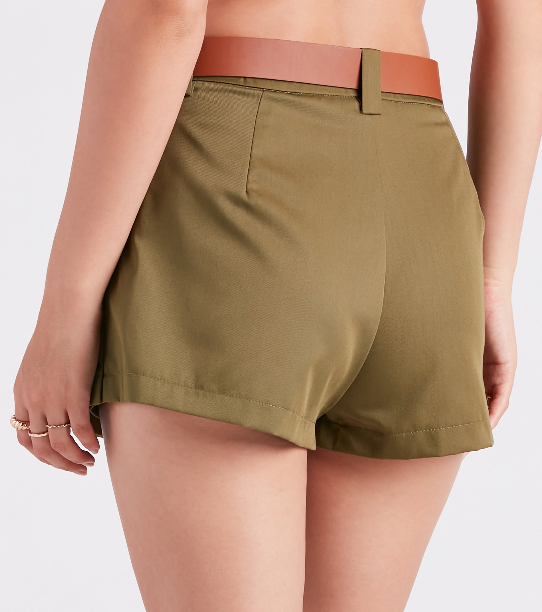 Trendy Style Belted Twill Skort