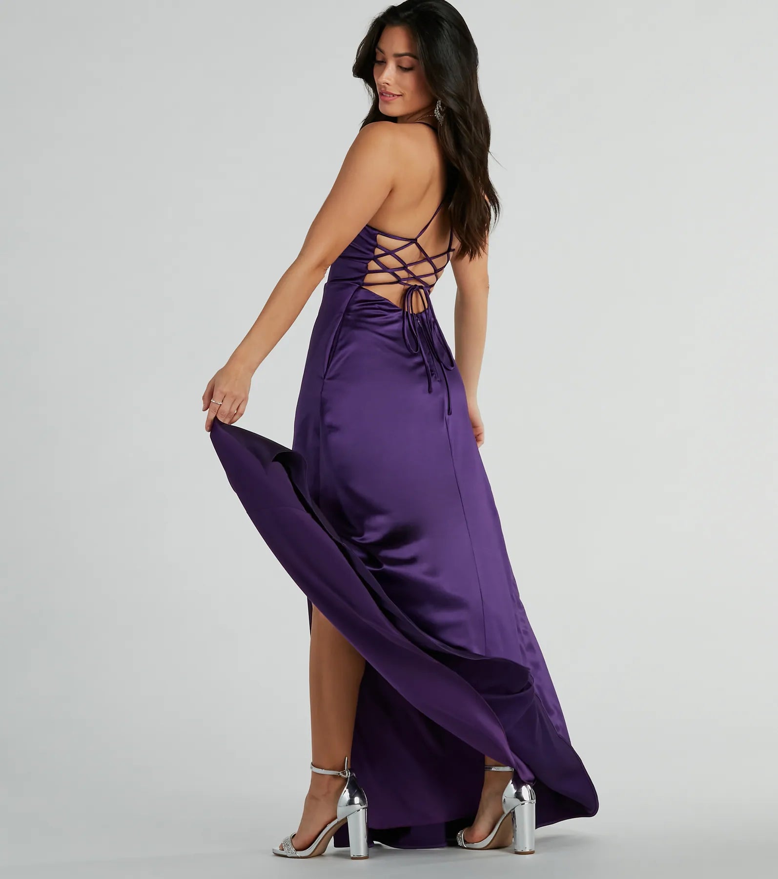 Vienna Lace-Up Satin A-Line Formal Dress