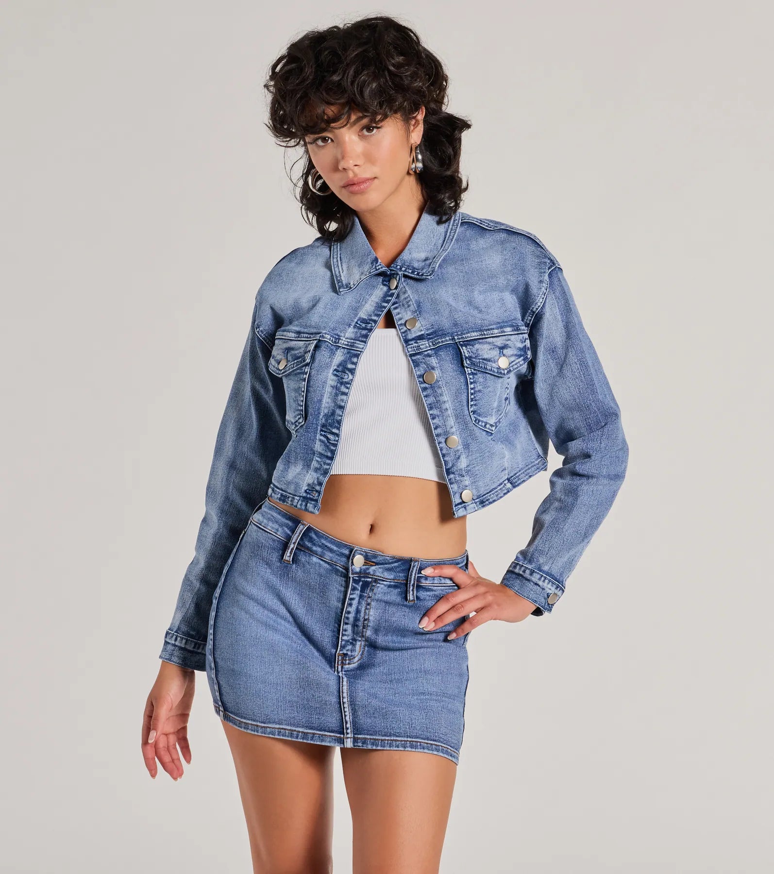 Trendy Classic Cropped Denim Jacket