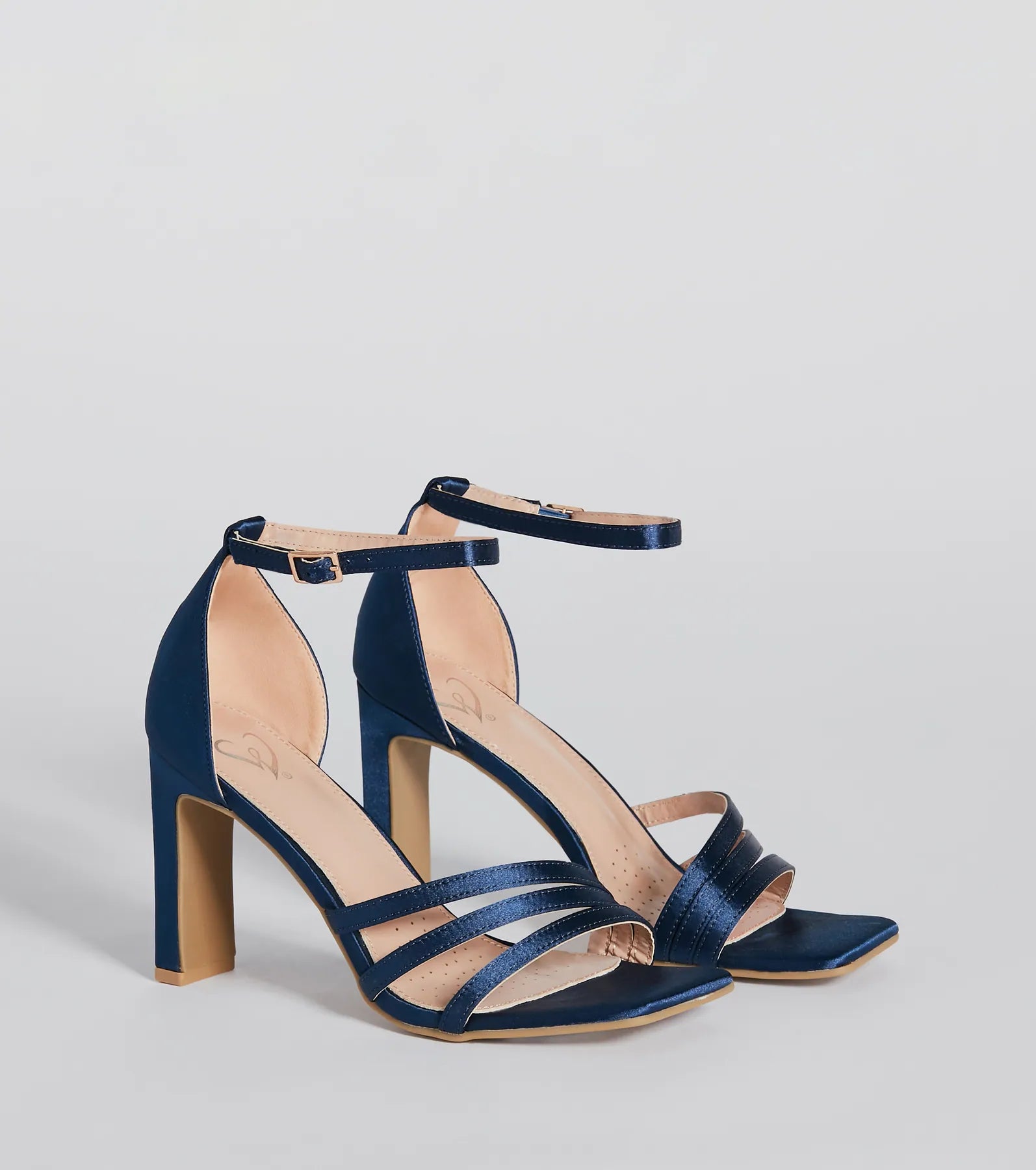 Sleek Status Satin Strappy Block Heels